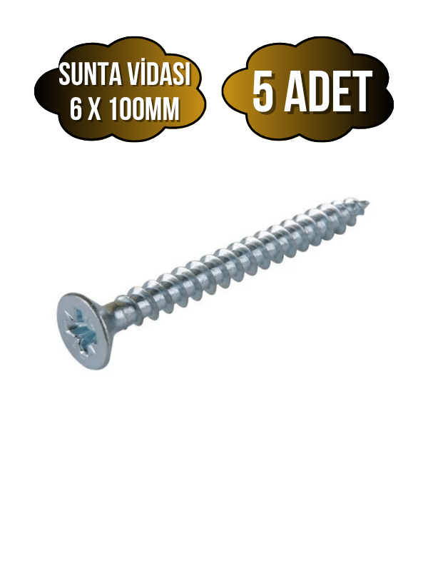 Sunta Vidası 6x100mm Çinko Ahşap MDF Montaj Vidası(6X100MM)