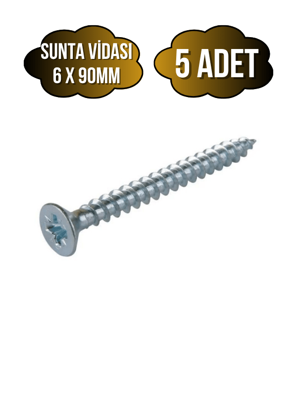 Sunta Vidası 6x90mm Çinko Ahşap MDF Montaj Vidası(6X90MM)