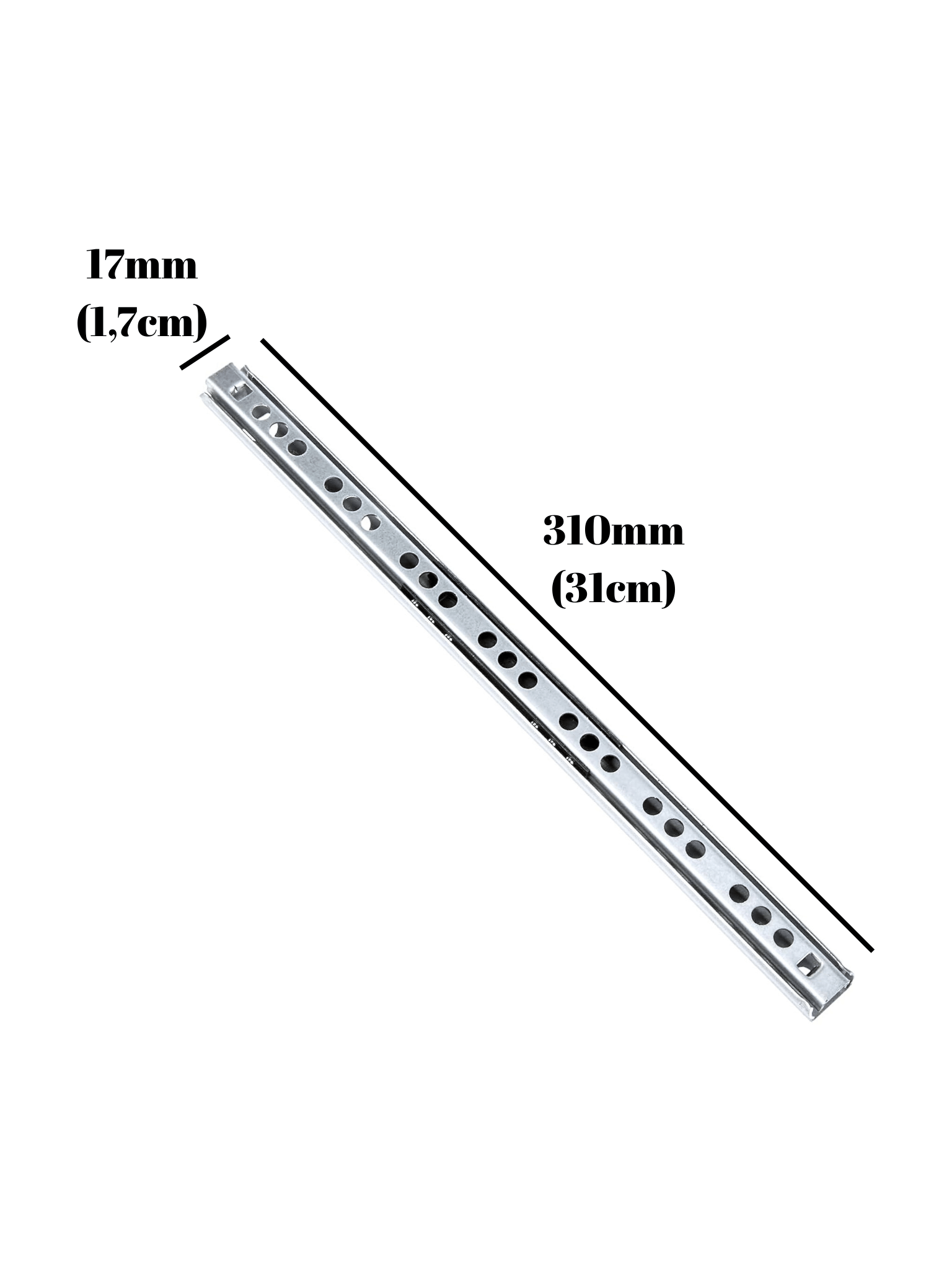 Teleskobik 17MM Çekmece Rayı Gömme Bilyeli İnce Ray(17MM)(TAKIM)(KROM)