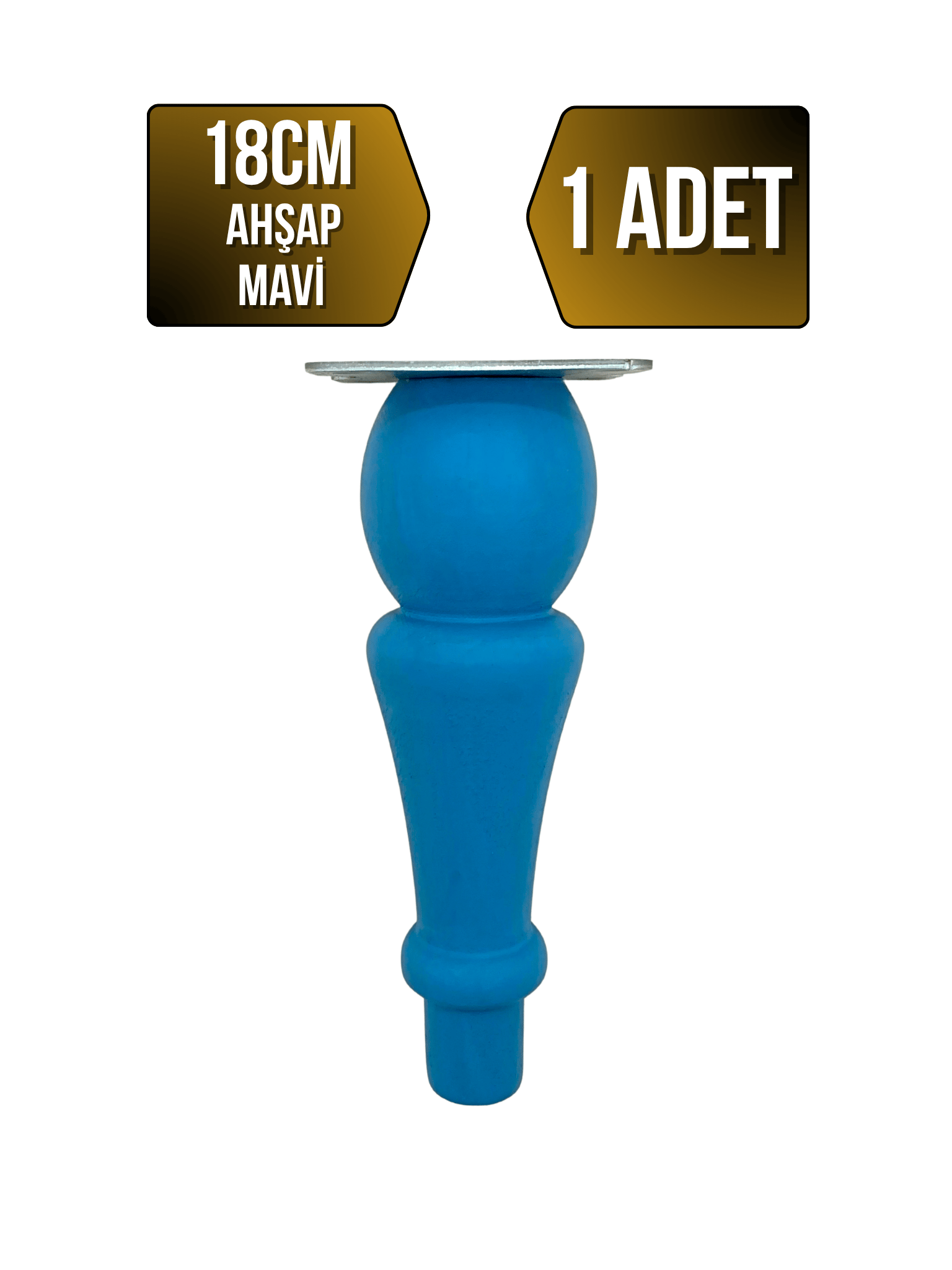 Tombul Torna Ahşap Ayak Mobilya Masa ve Dolap Ayağı(MAVİ)(KAYIN / GÜRGEN)