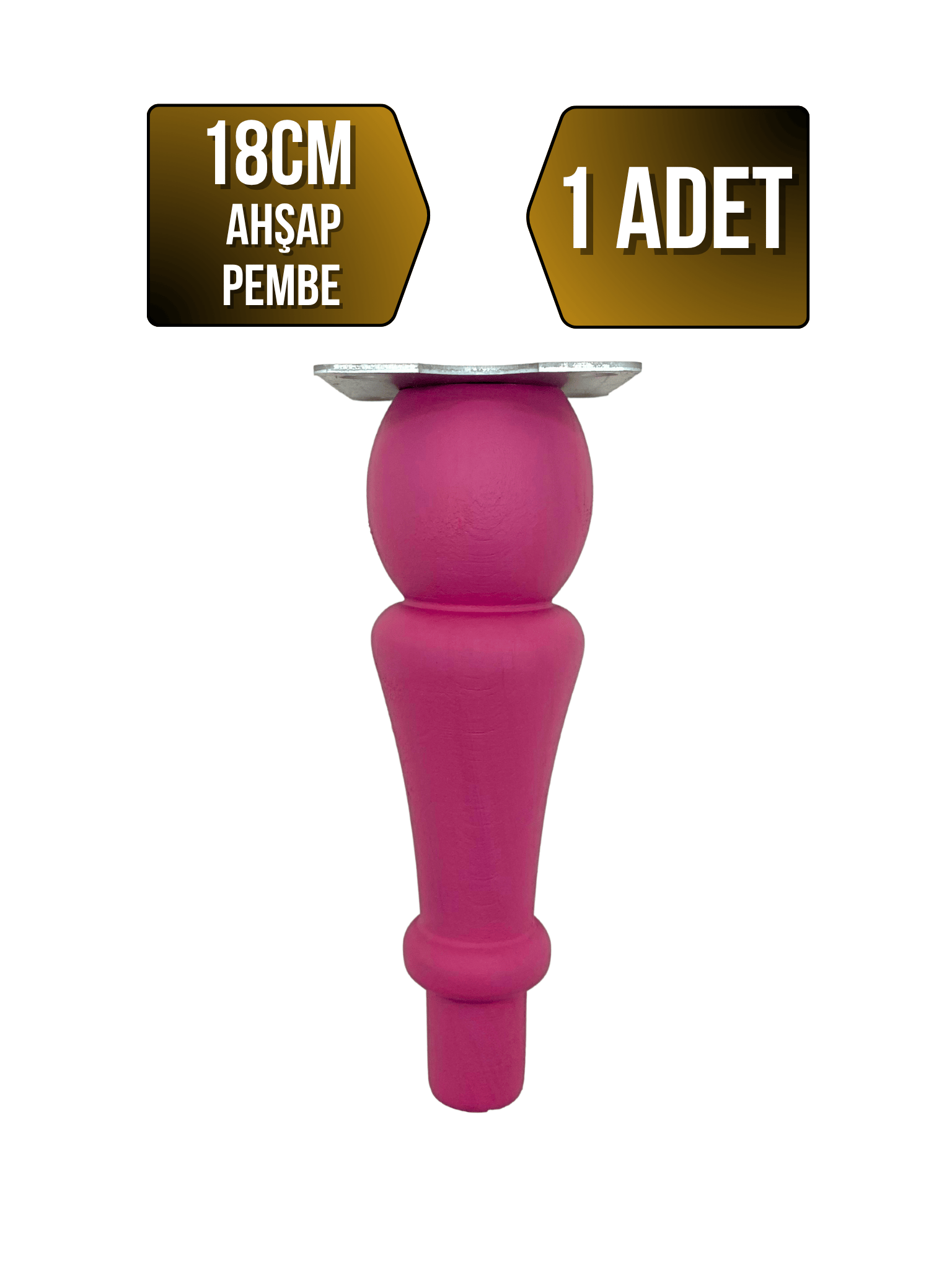 Tombul Torna Ahşap Ayak Mobilya Masa ve Dolap Ayağı(PEMBE)(KAYIN / GÜRGEN)