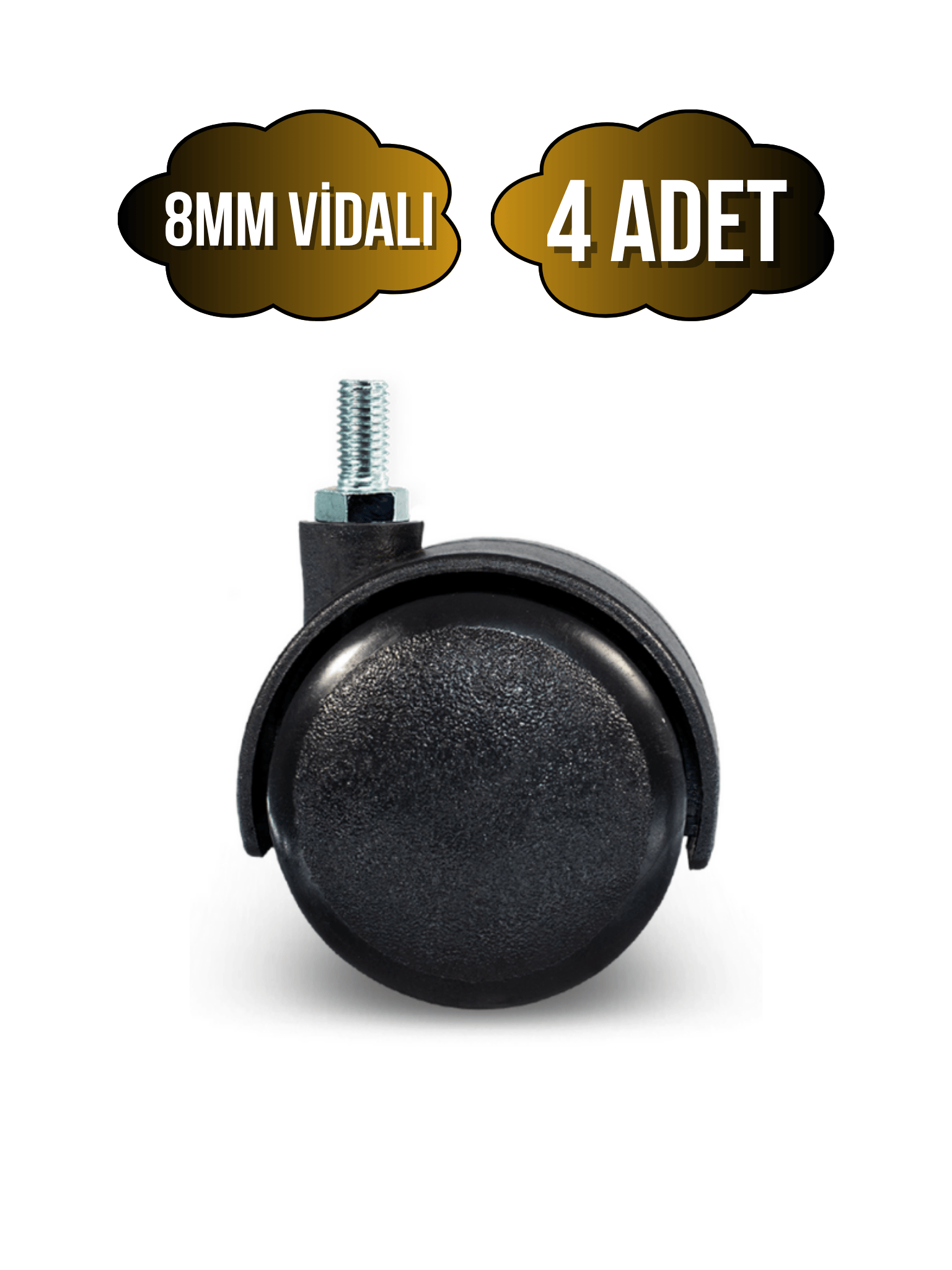 Vidalı Masa Tekeri Sandalye ve Koltuk Tekeri(8MM)(50MM)(SİYAH)