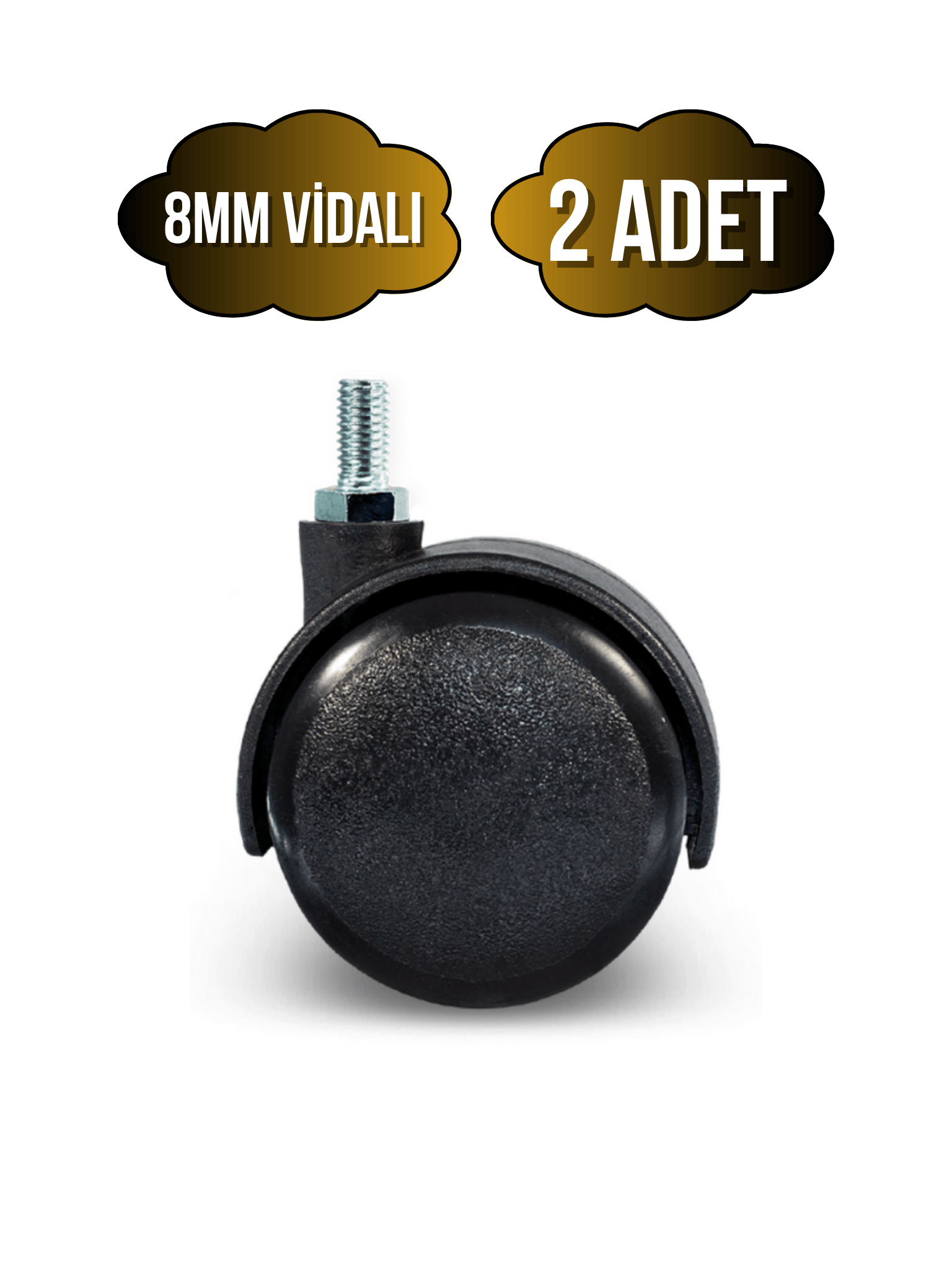 Vidalı Masa Tekeri Sandalye ve Koltuk Tekeri(8MM)(50MM)(SİYAH)