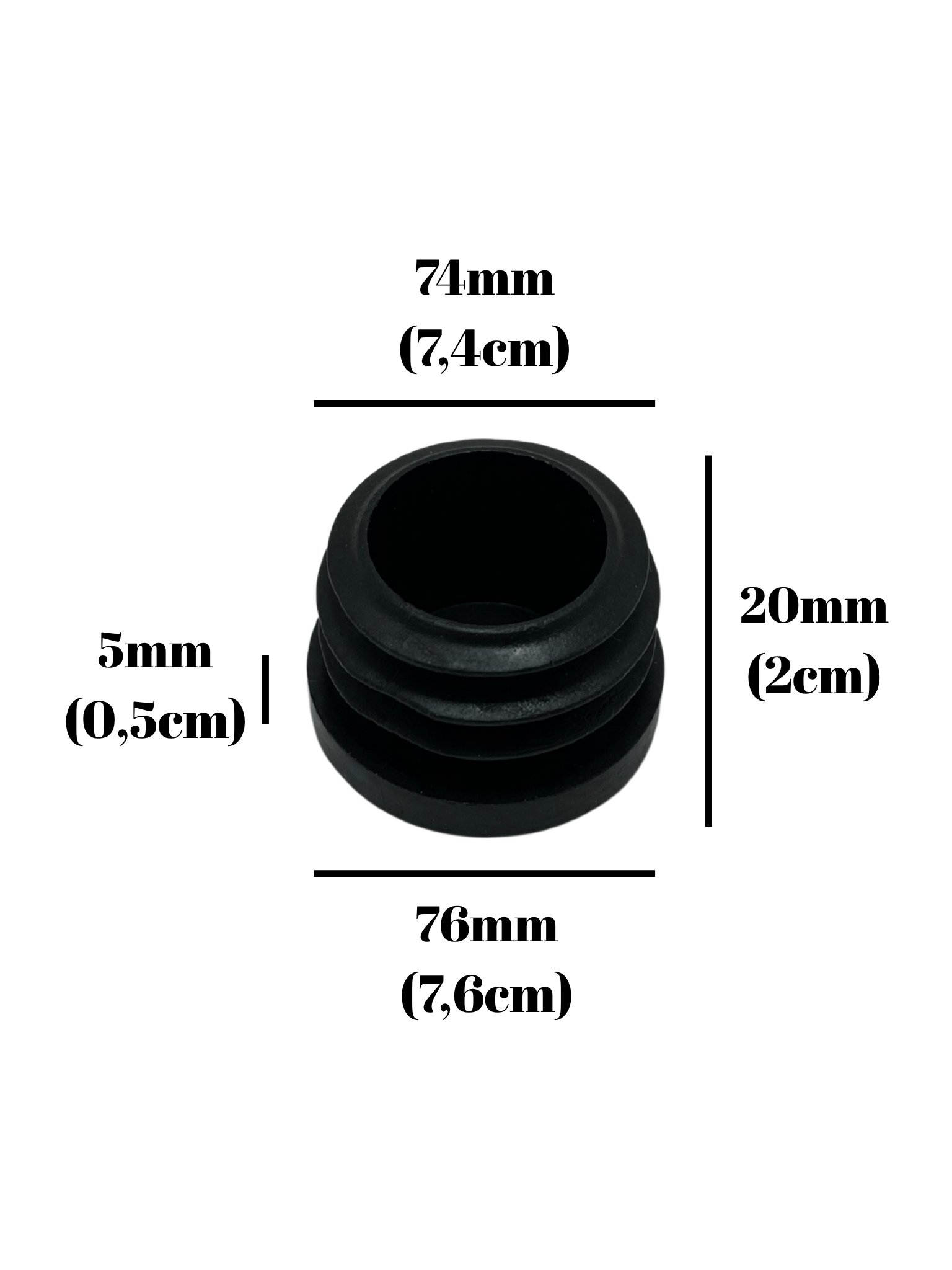 Yuvarlak Demir Profil İç Tapa Geçme Plastik Ayak Geçme Koruma Plastiği(76MM)(SİYAH)