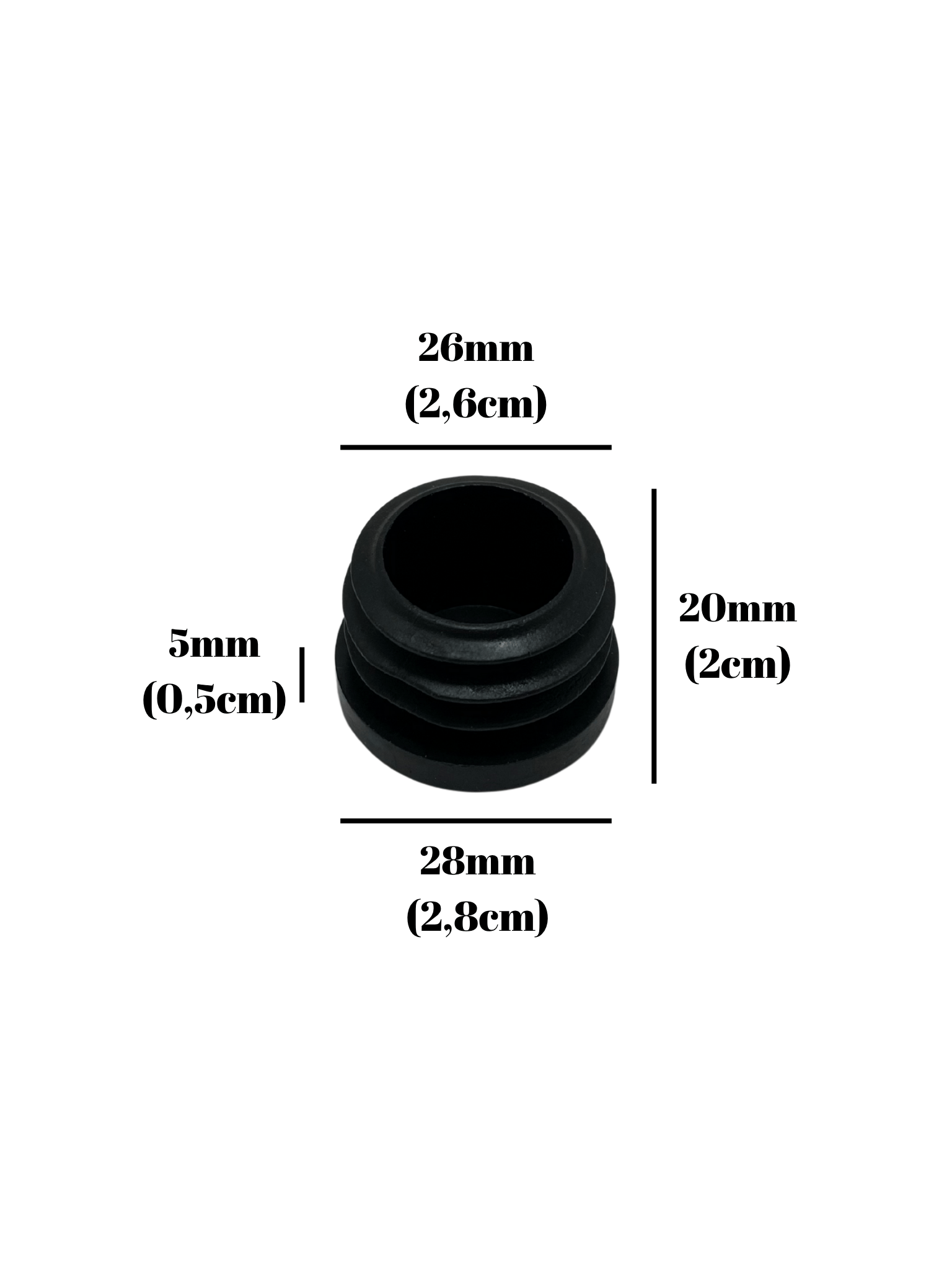 Yuvarlak Demir Profil İç Tapa Geçme Plastik Ayak Geçme Koruma Plastiği(28MM)(SİYAH)
