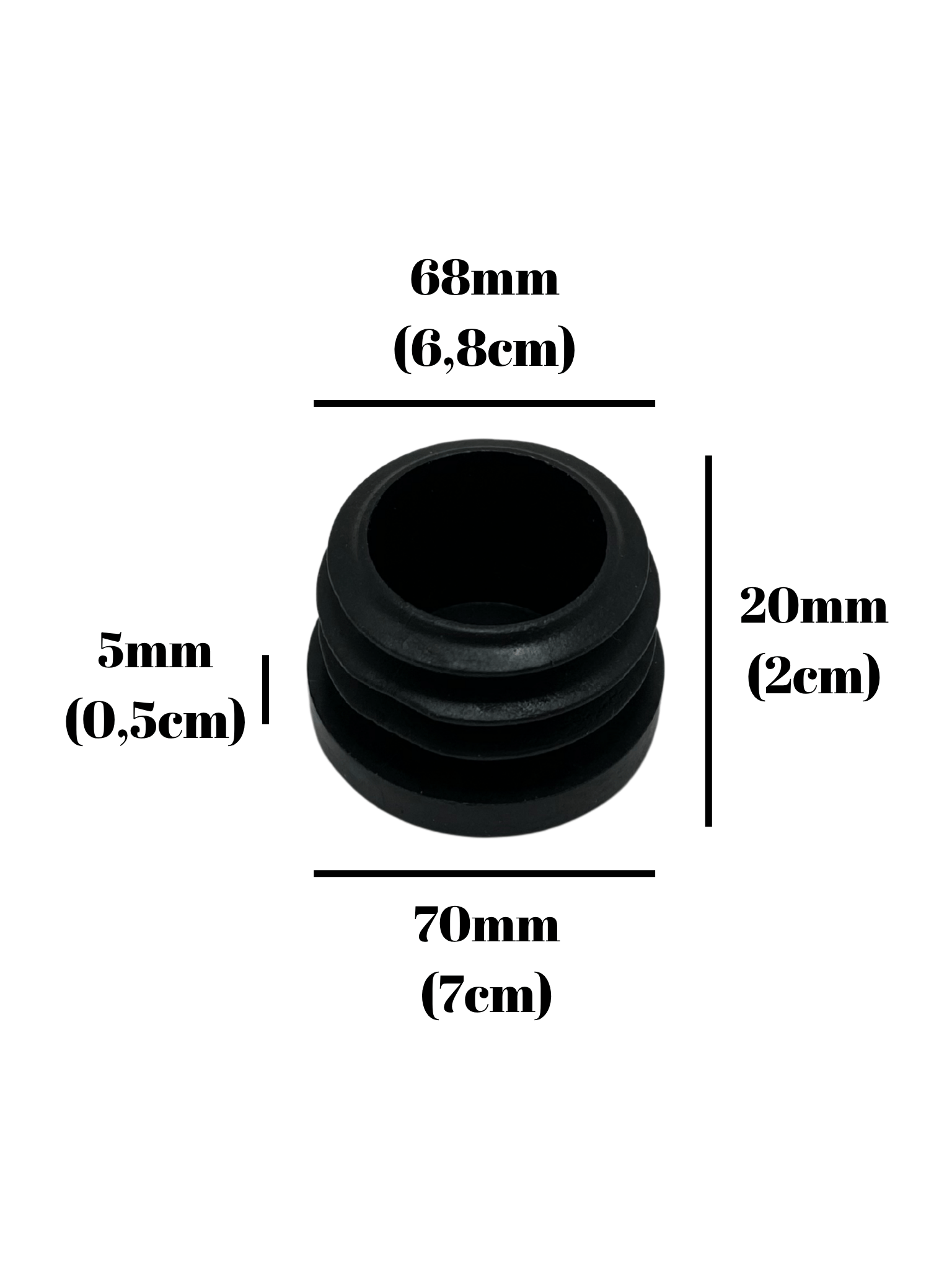 Yuvarlak Demir Profil İç Tapa Geçme Plastik Ayak Geçme Koruma Plastiği(70MM)(SİYAH)