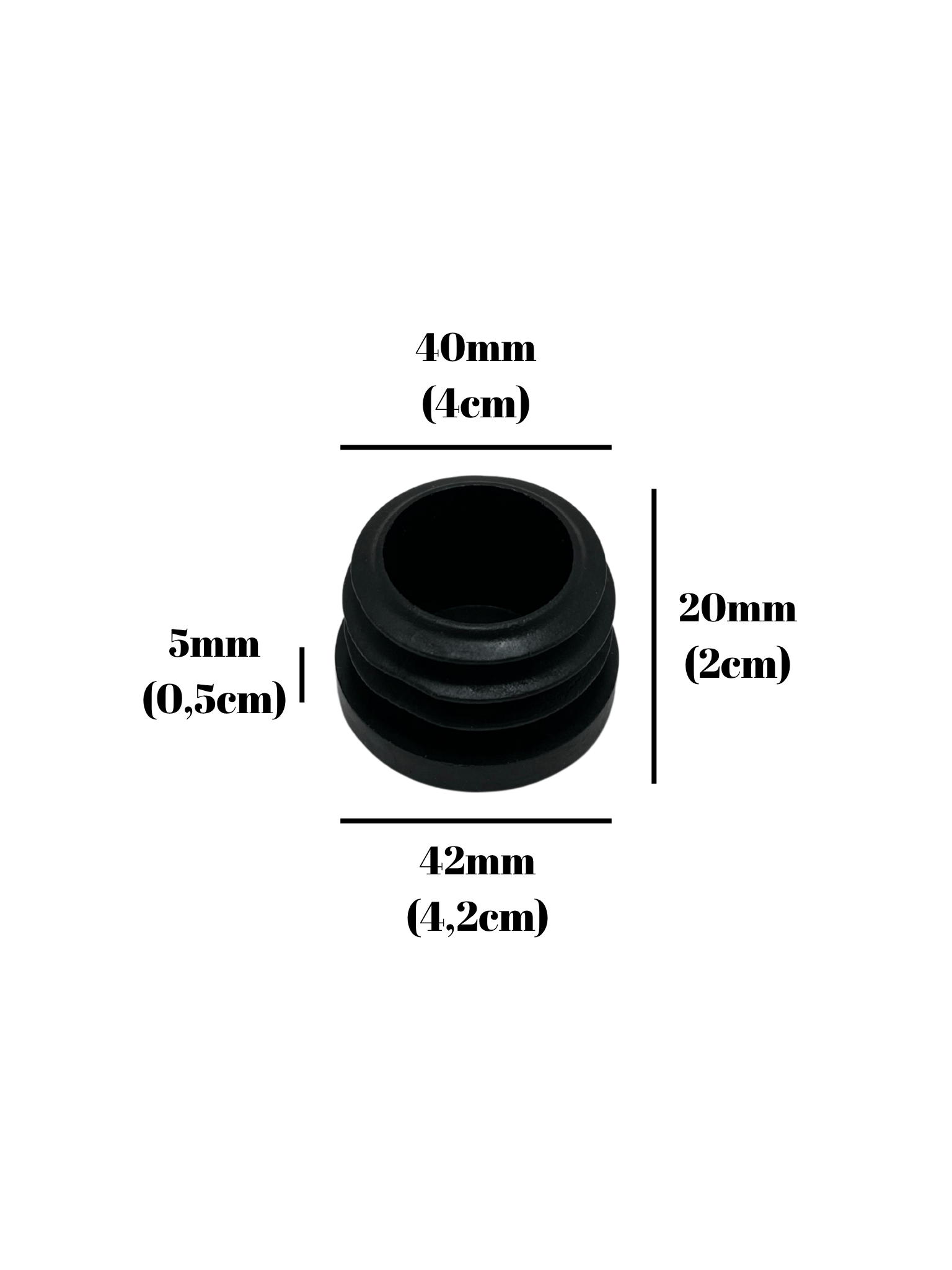 Yuvarlak Demir Profil İç Tapa Geçme Plastik Ayak Geçme Koruma Plastiği(42MM)(SİYAH)