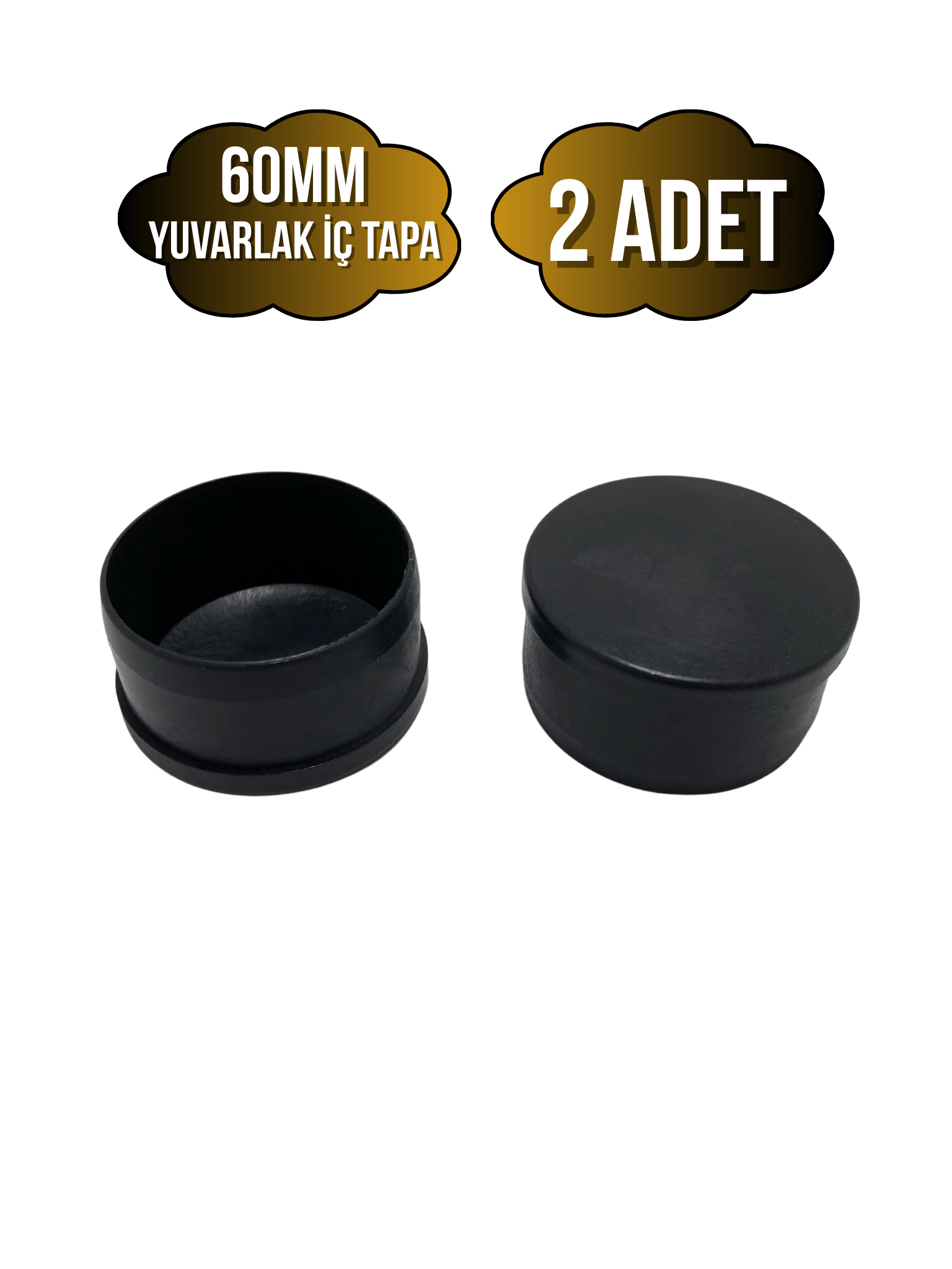 Yuvarlak Demir Profil İç Tapa Geçme Plastik Ayak Geçme Koruma Plastiği(60MM)(SİYAH)