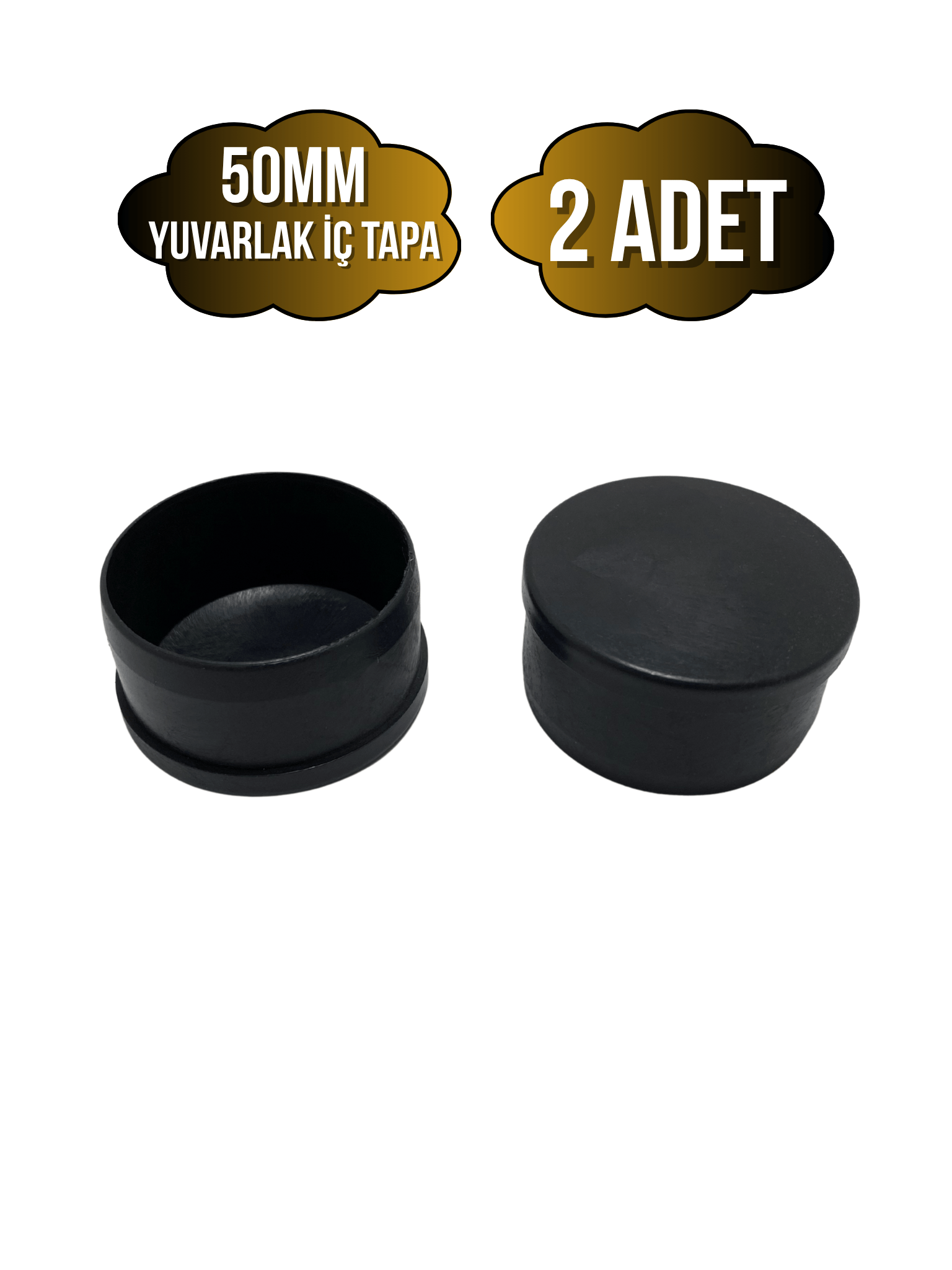 Yuvarlak Demir Profil İç Tapa Geçme Plastik Ayak Geçme Koruma Plastiği(50MM)(SİYAH)