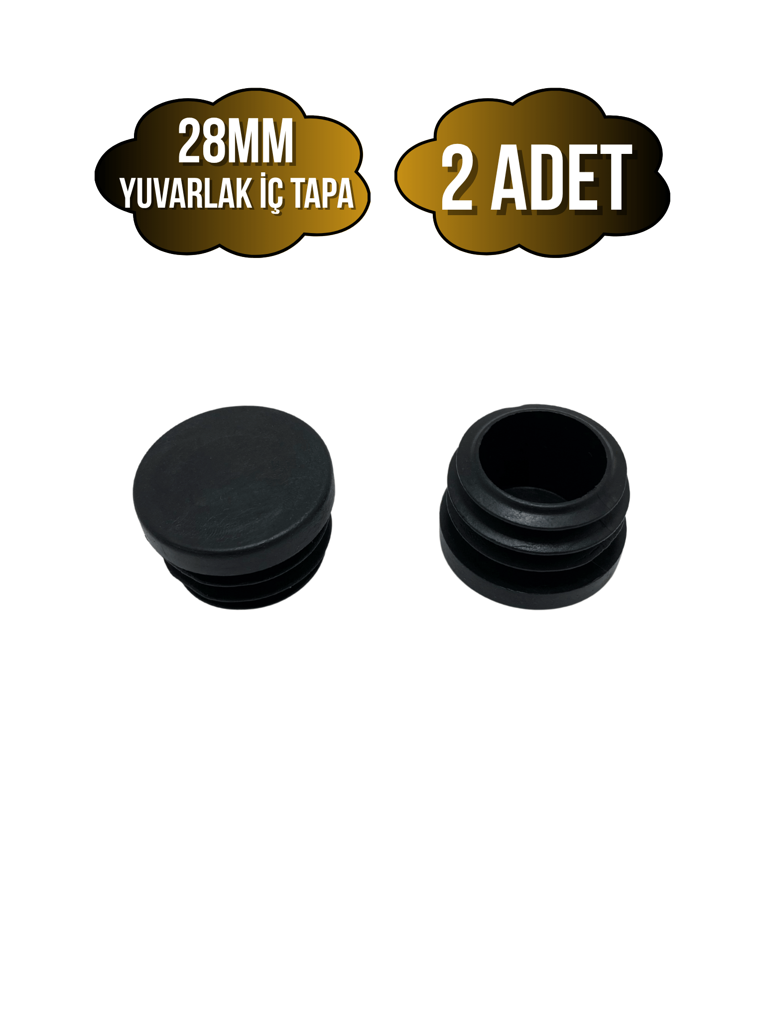 Yuvarlak Demir Profil İç Tapa Geçme Plastik Ayak Geçme Koruma Plastiği(28MM)(SİYAH)