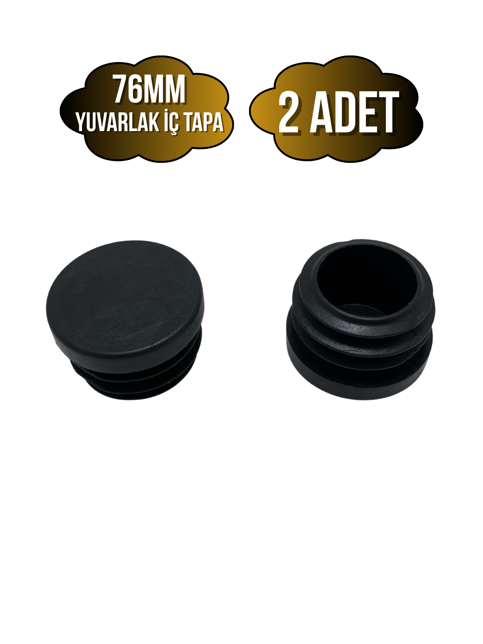 Yuvarlak Demir Profil İç Tapa Geçme Plastik Ayak Geçme Koruma Plastiği(76MM)(SİYAH)