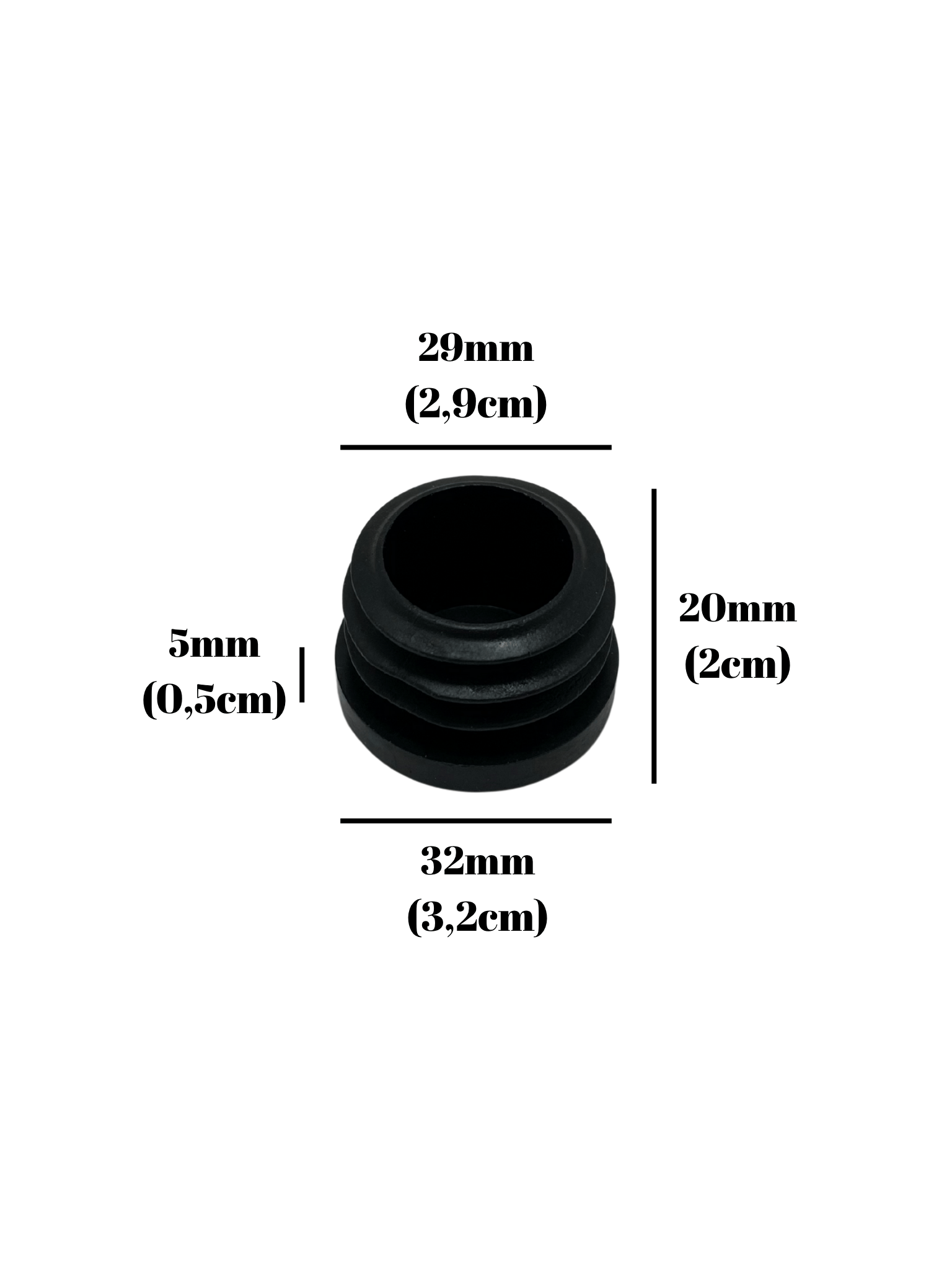 Yuvarlak Demir Profil İç Tapa Geçme Plastik Ayak Geçme Koruma Plastiği(32MM)(SİYAH)