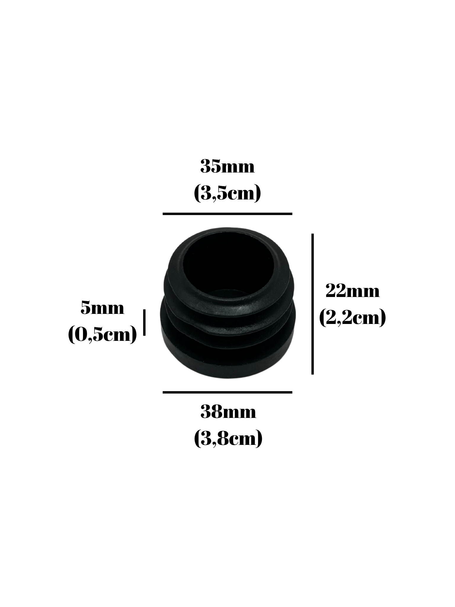Yuvarlak Demir Profil İç Tapa Geçme Plastik Ayak Geçme Koruma Plastiği(38MM)(SİYAH)