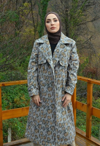 Şık Desenli Kaşe Kaban 