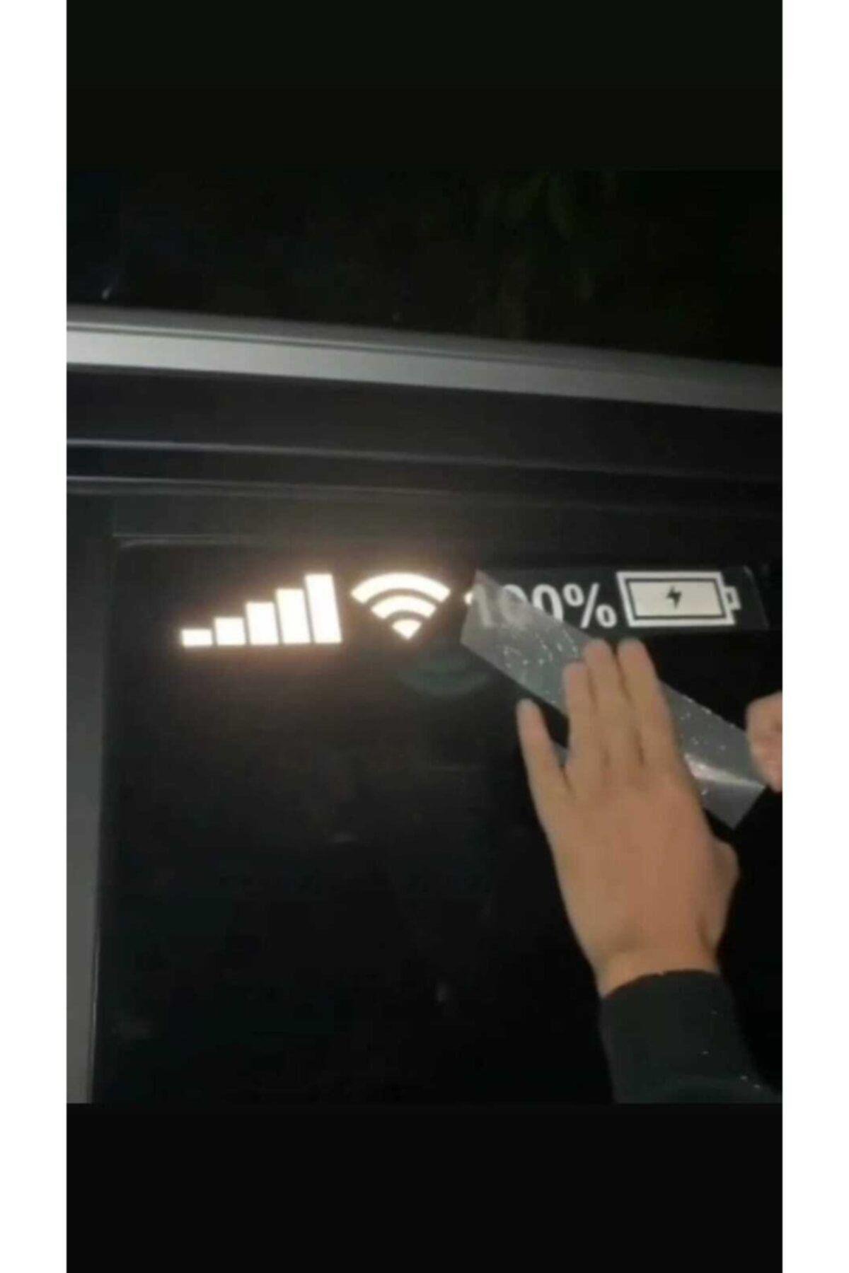 Reflektörlü Gece Parlayan Wifi Batarya Pil Oto Sticker 30x5 Cm