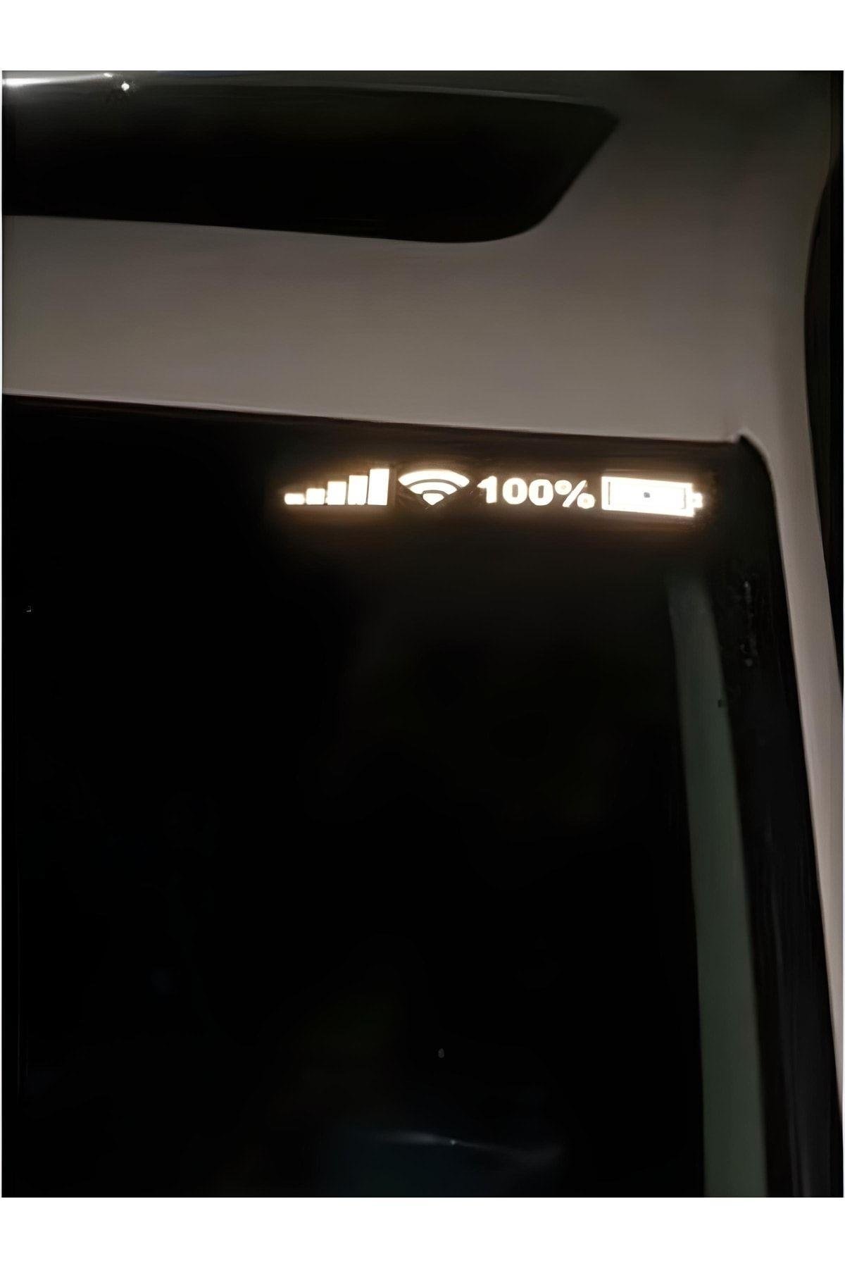 Reflektörlü Gece Parlayan Wifi Batarya Pil Oto Sticker 30x5 Cm