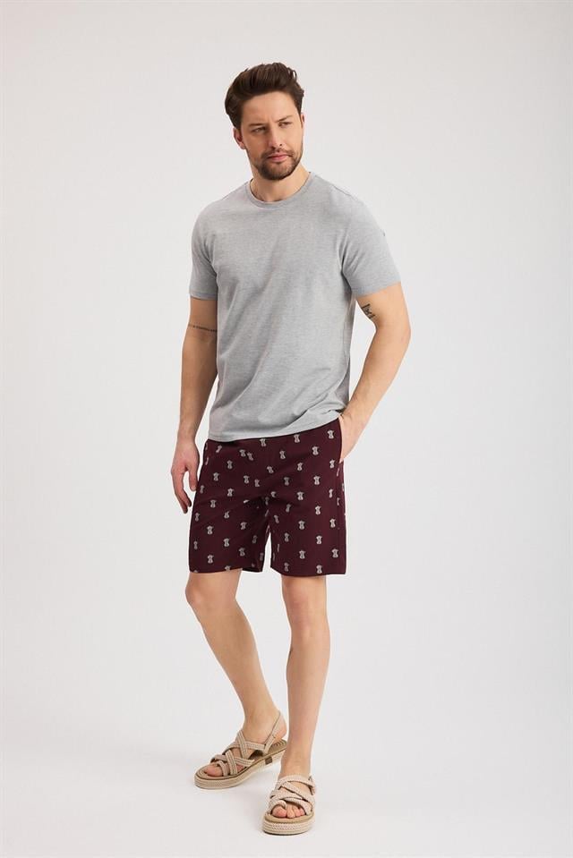 %100 Pamuklu Bisiklet Yaka Erkek Slim Fit Basic T-Shirt
