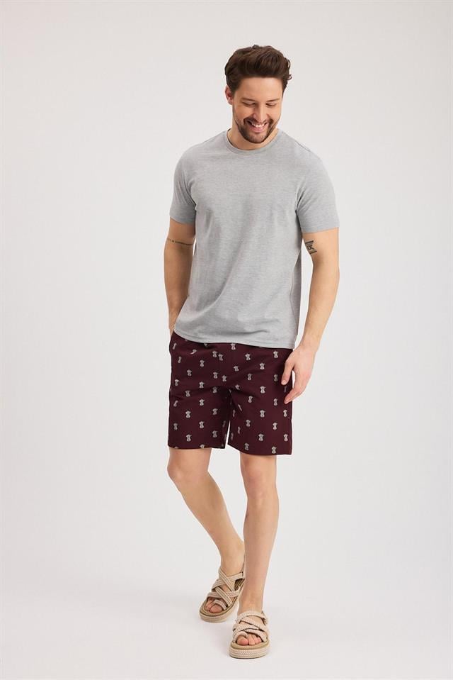 %100 Pamuklu Bisiklet Yaka Erkek Slim Fit Basic T-Shirt