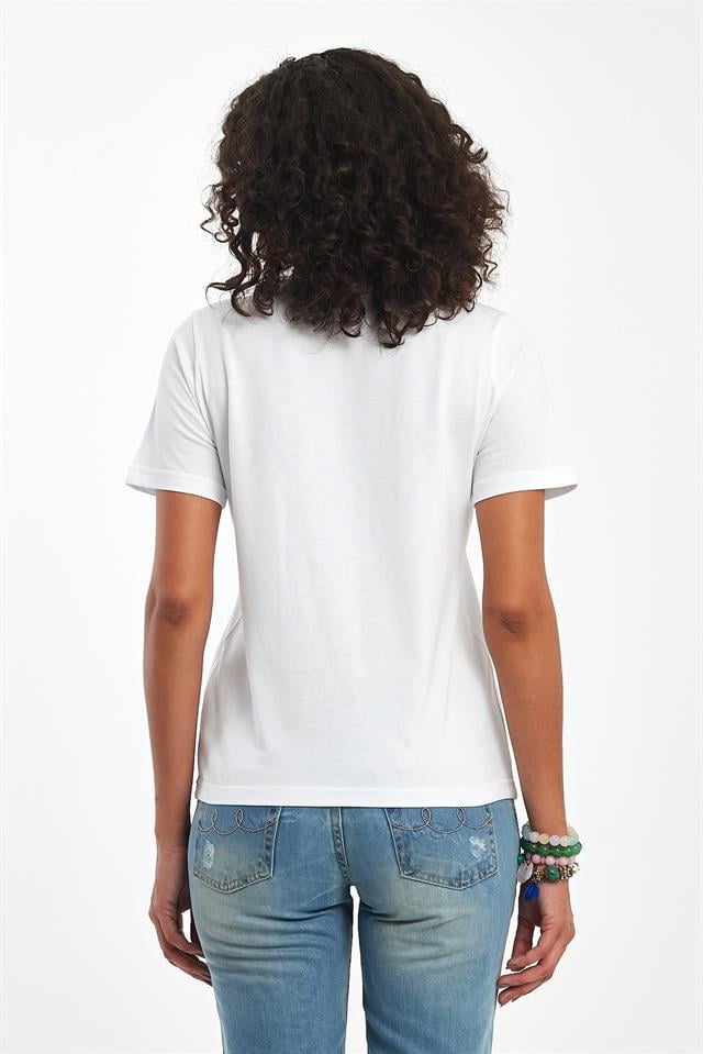 %100 Pamuklu Bisiklet Yaka Slim Fit Basic Kadın T-Shirt