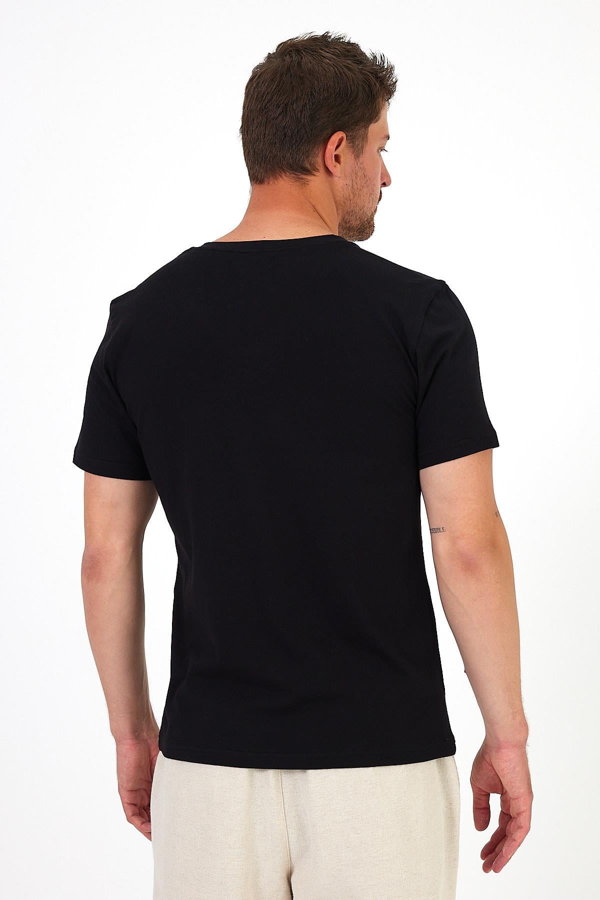 %100 Pamuklu V Yaka Slim Fit Basic Erkek T-Shirt