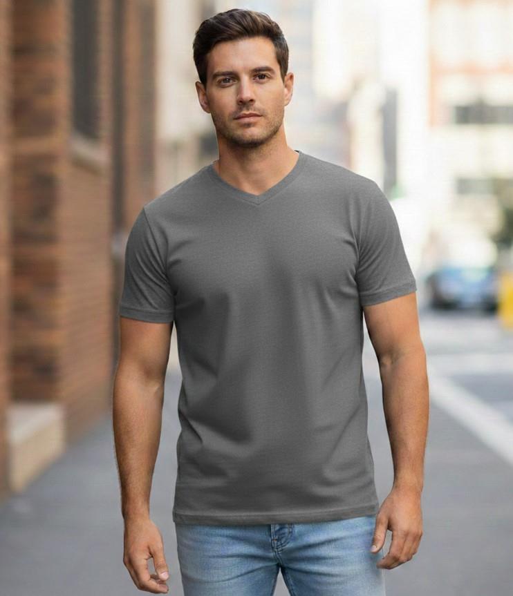 %100 Pamuklu V Yaka Slim Fit Basic Erkek T-Shirt