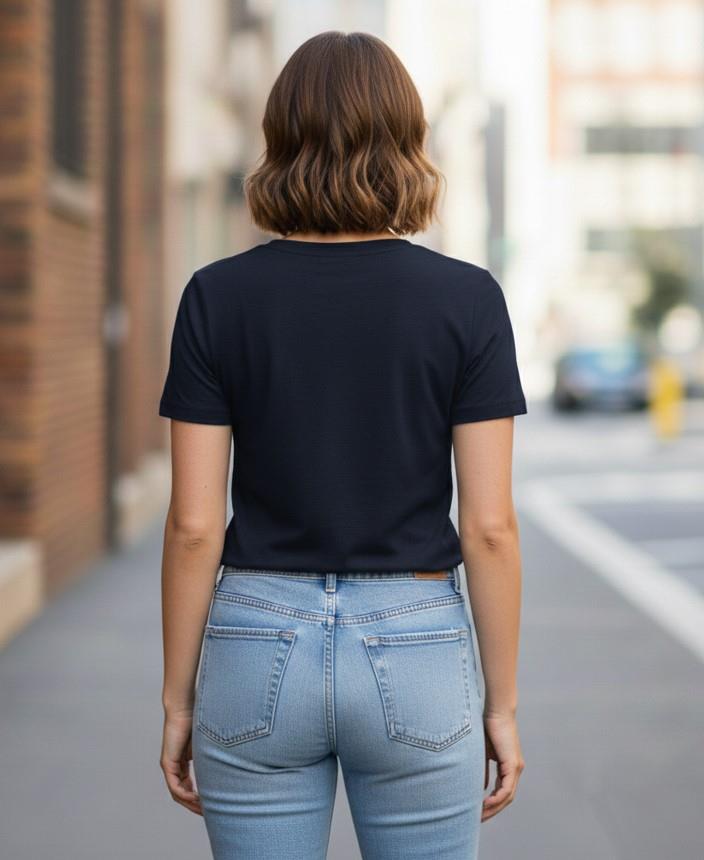 %100 Pamuklu V Yaka Slim Fit Basic Kadın T-Shirt