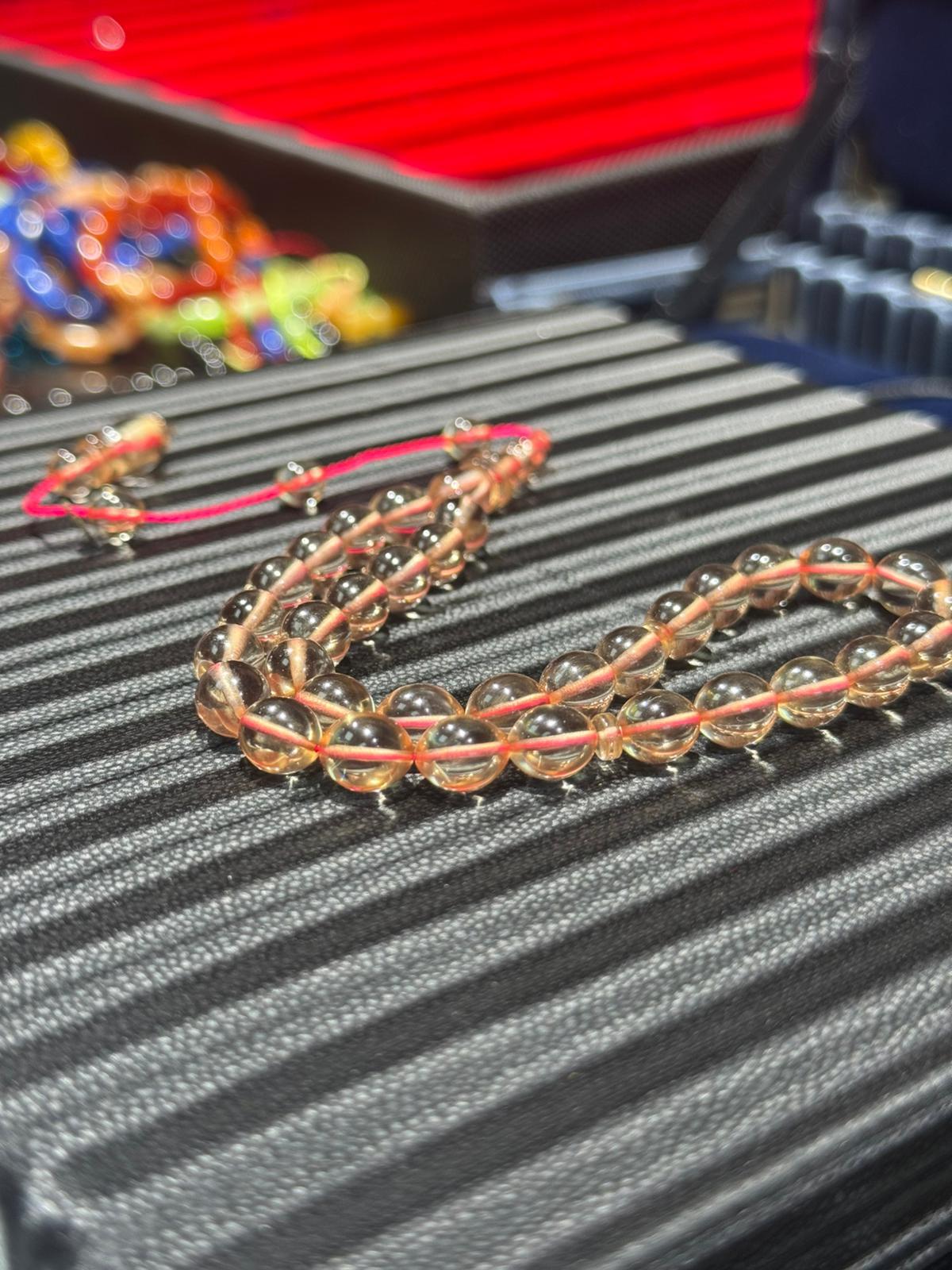 Blok Sarı Sıkma Kehribar Tesbih 6x9 mm Şeffaf Delim Usta İmzalı