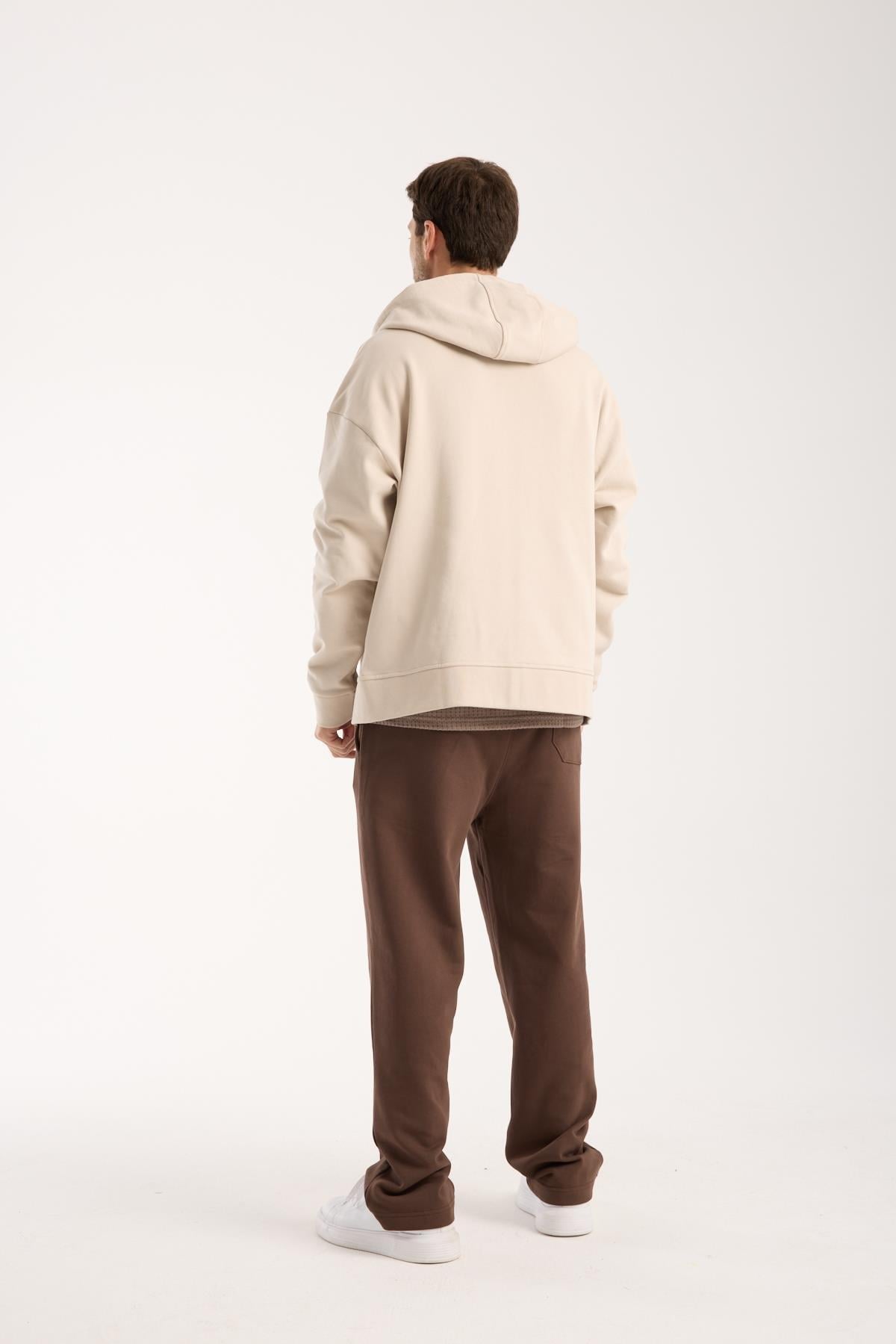 Erkek %100 Pamuk Kapüşonlu Sweatshirt & Eşofman Altı Kombin