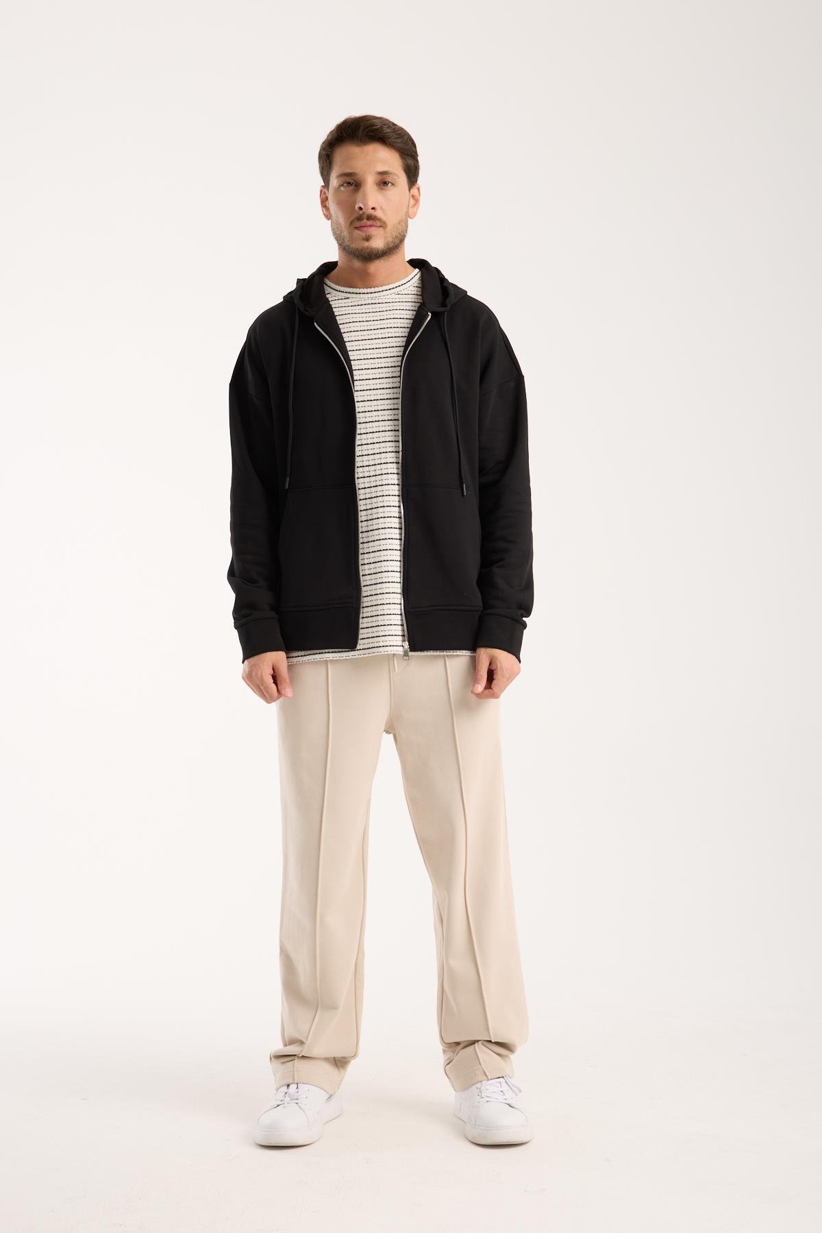 Erkek %100 Pamuk Kapüşonlu Sweatshirt & Eşofman Altı Kombin