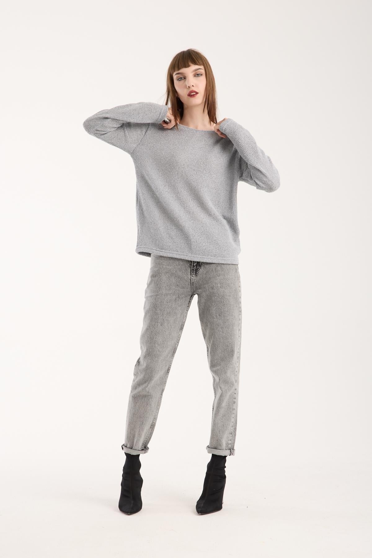 Kadın %100 Pamuk Triko Örgü Örme Kumaş Sweatshirt