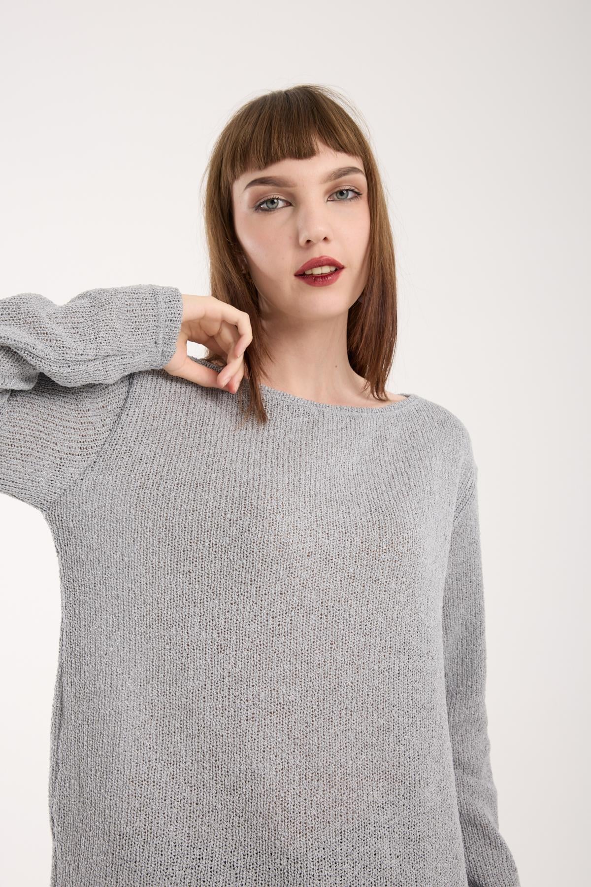 Kadın %100 Pamuk Triko Örgü Örme Kumaş Sweatshirt
