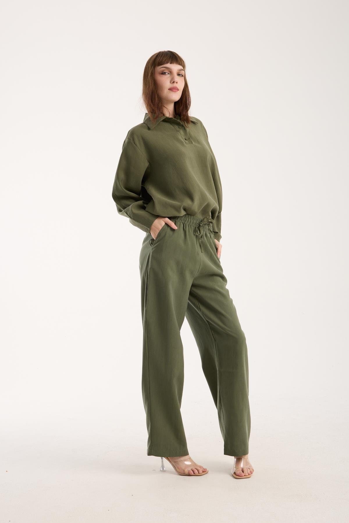 Modal Kumaş Modelli Rahat Kesim Uzun Gömlek