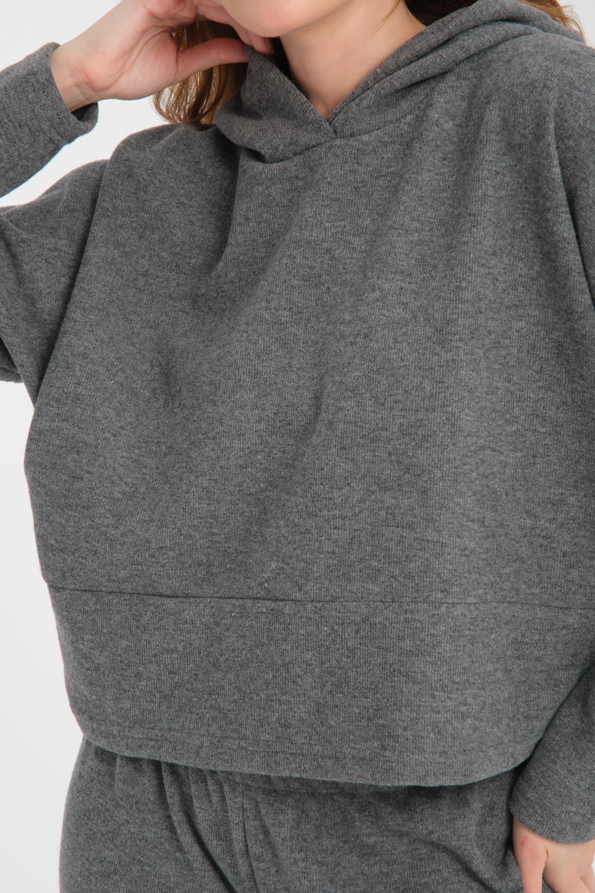 Selanik Kumaş Kapüşonlu Sweatshirt