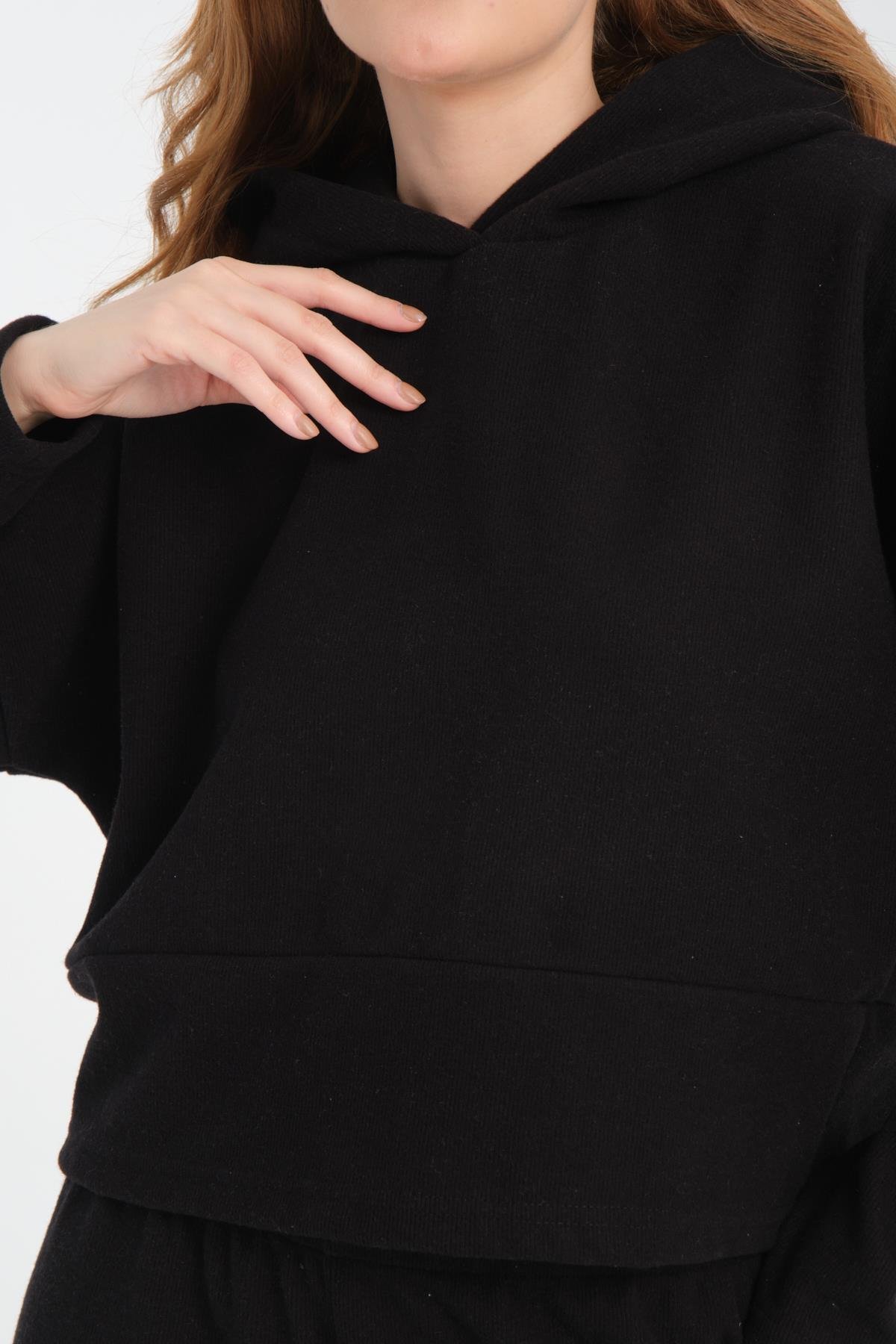 Selanik Kumaş Kapüşonlu Sweatshirt