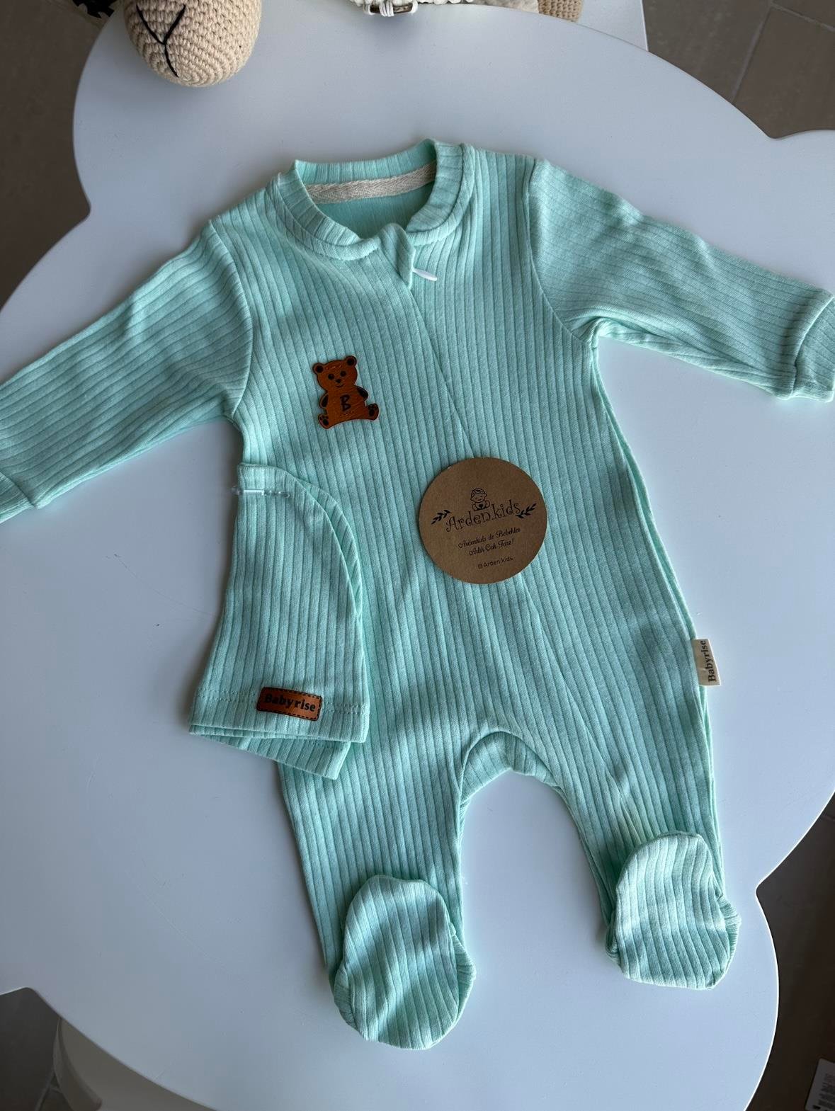 0-18 Ay Mint Yeşili Şapkalı Baby Tulum