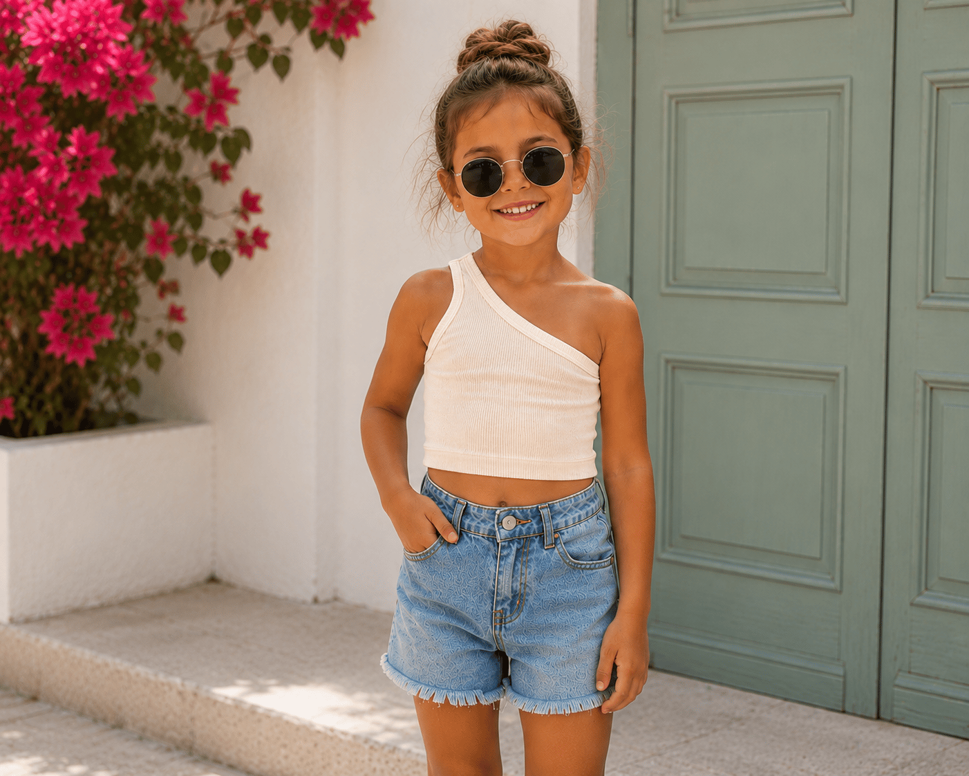 1-6 Yaş Ekru Tek Kol Crop
