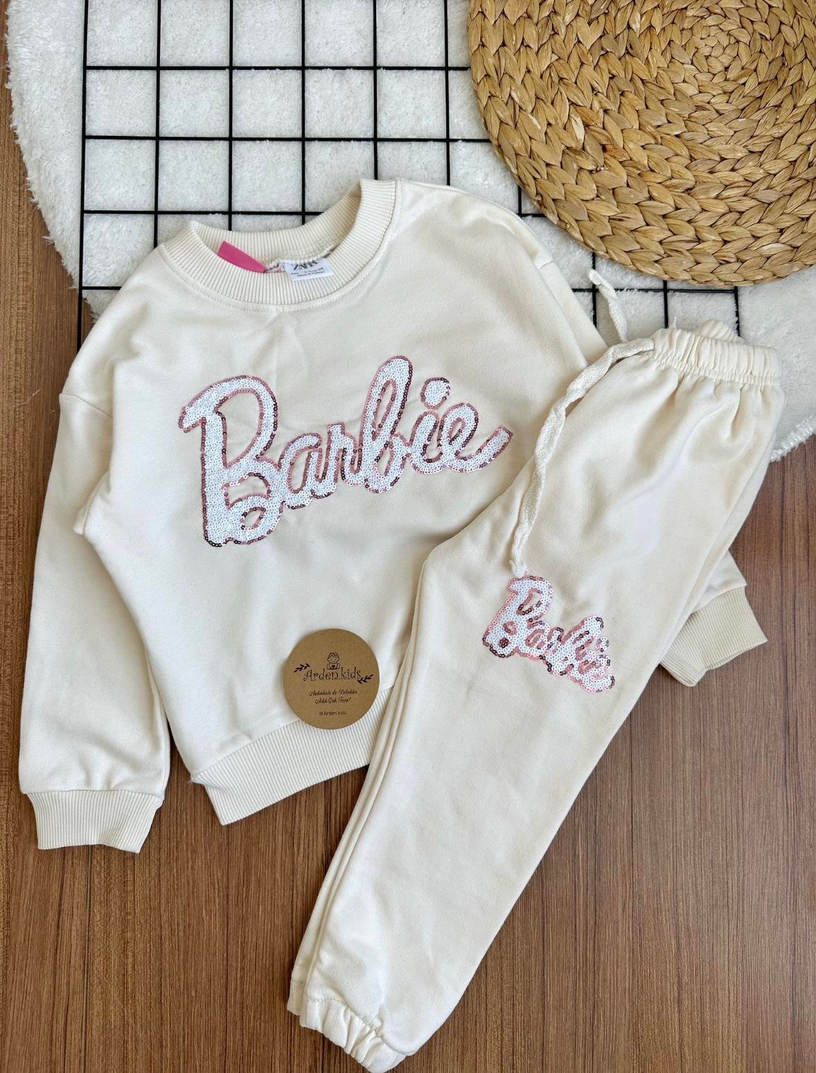 1-8 Yaş Ekru Pullu Barbie Detay Alt Üst Takım
