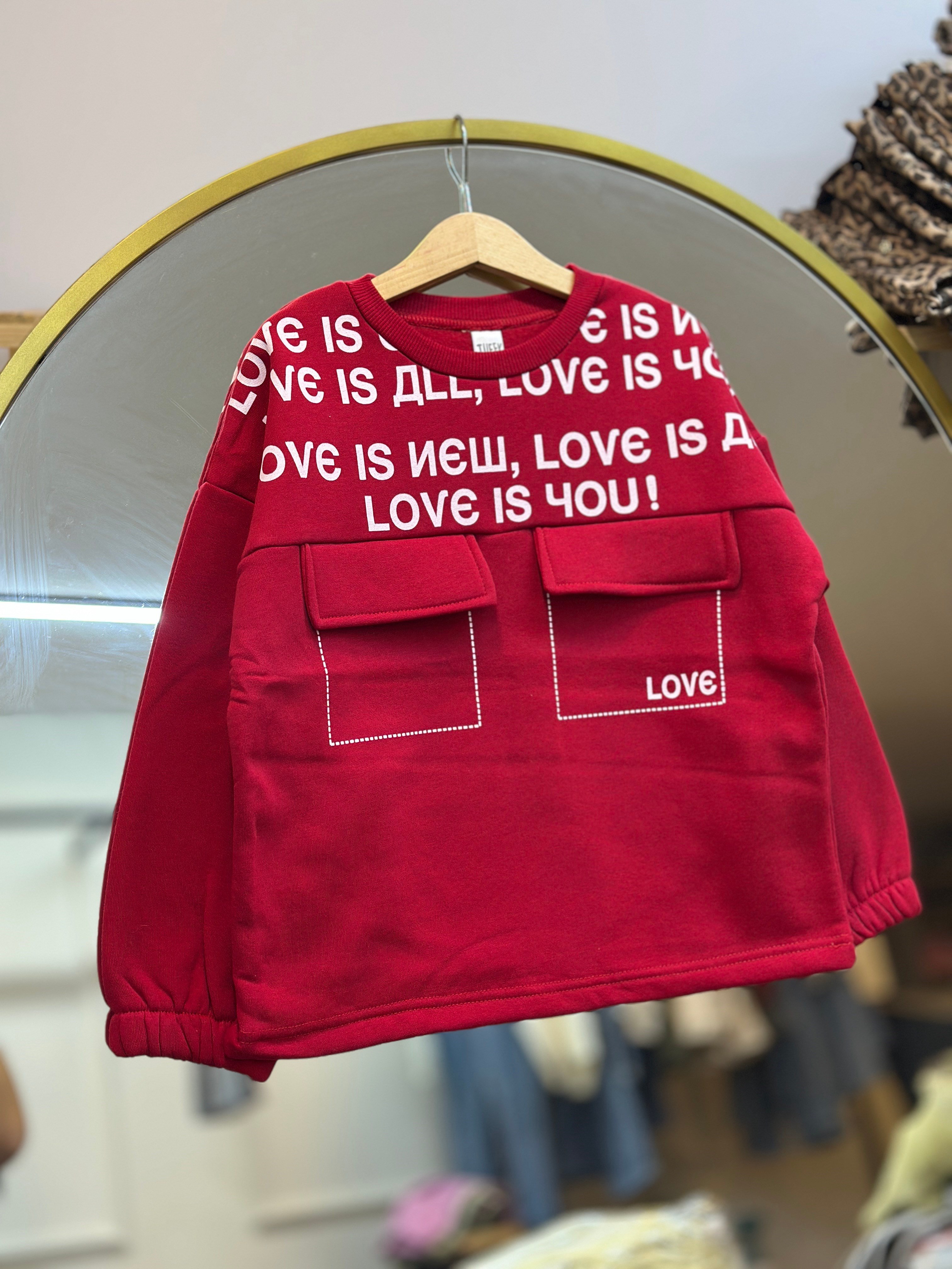 	10-13 Yaş Unısex Kırmızı Şardonlu Sweat