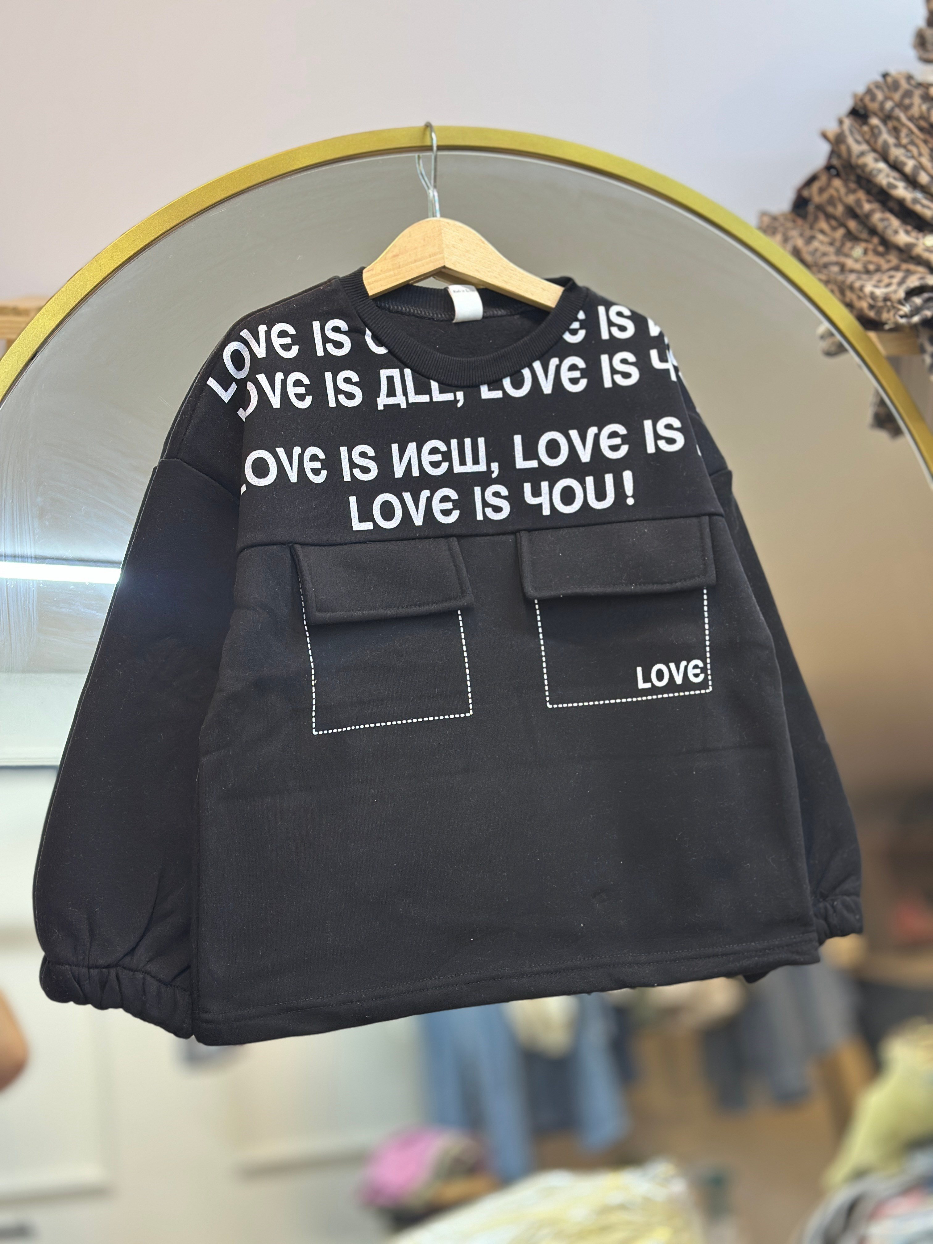 10-13 Yaş Unısex Siyah Şardonlu Sweat