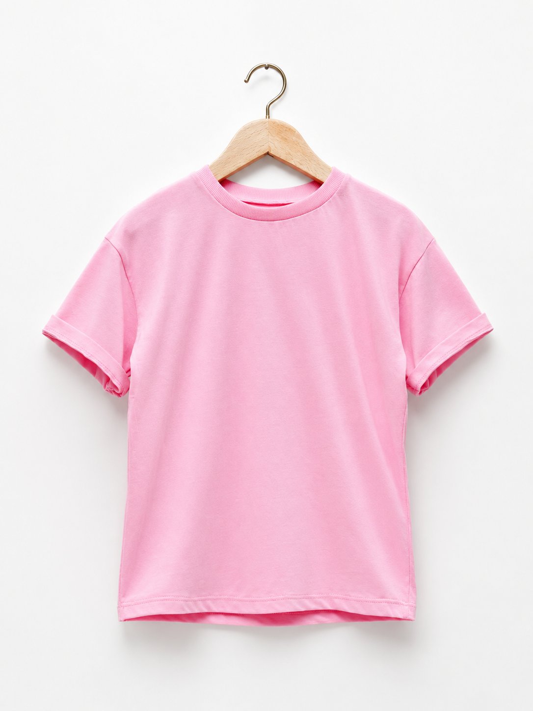 2-10 Yaş Pembe Oversize Basic Tişört