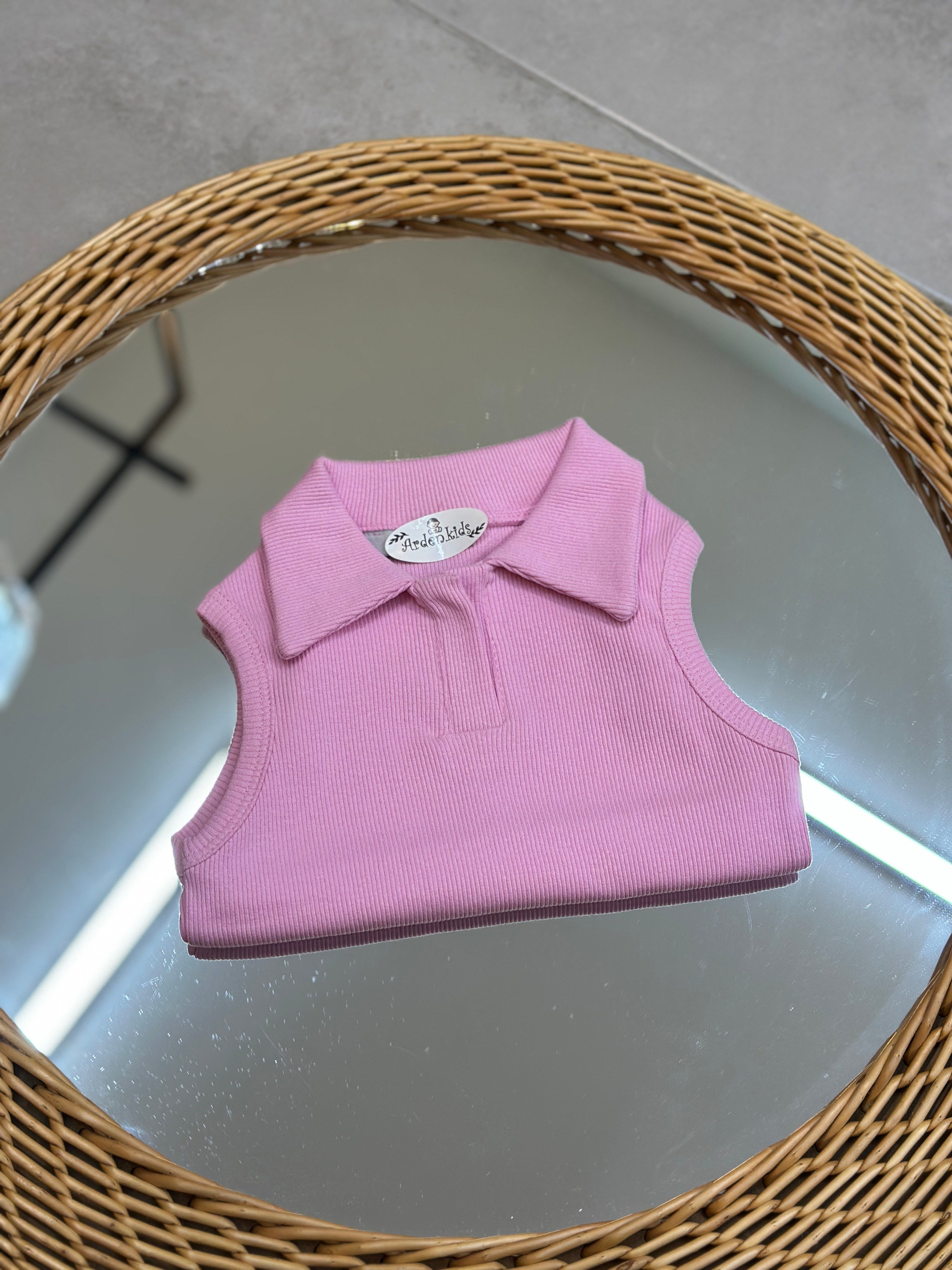 2-10 Yaş Pembe Yaka Detaylı Body 