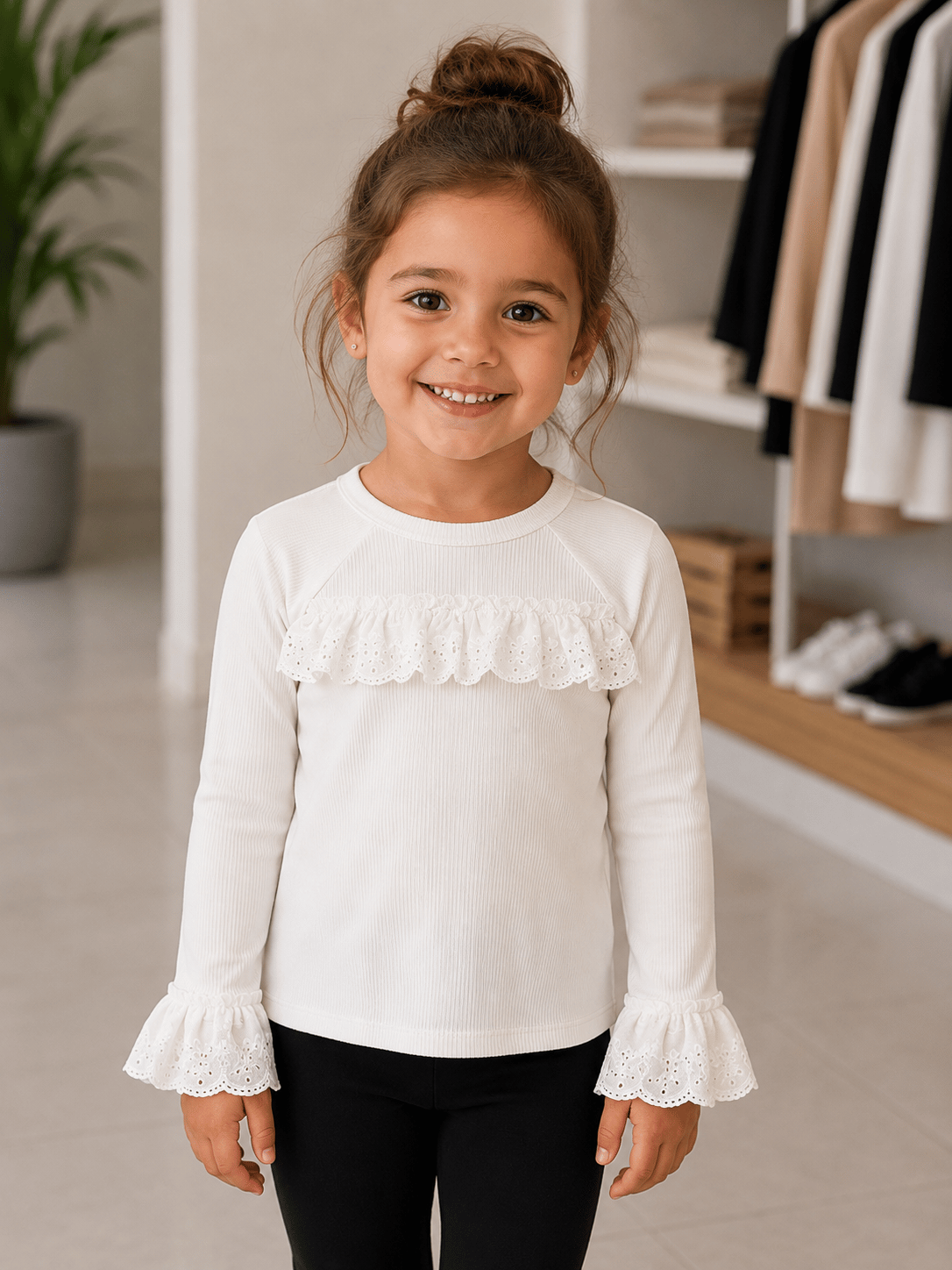 2-6 Yaş Ekru Güpürlü Body 