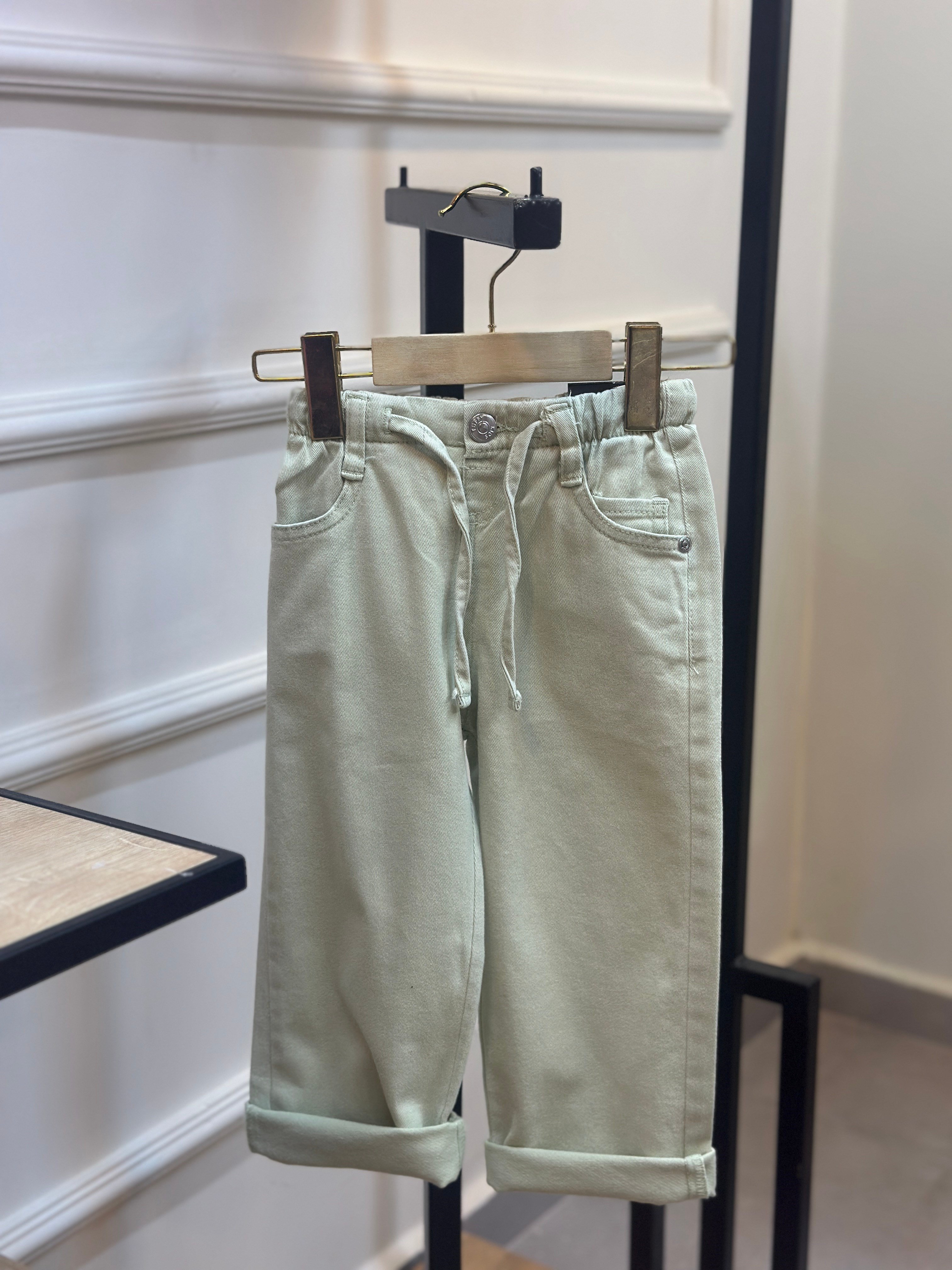 3-10 Yaş Çağla Yeşili Jean Pantolon