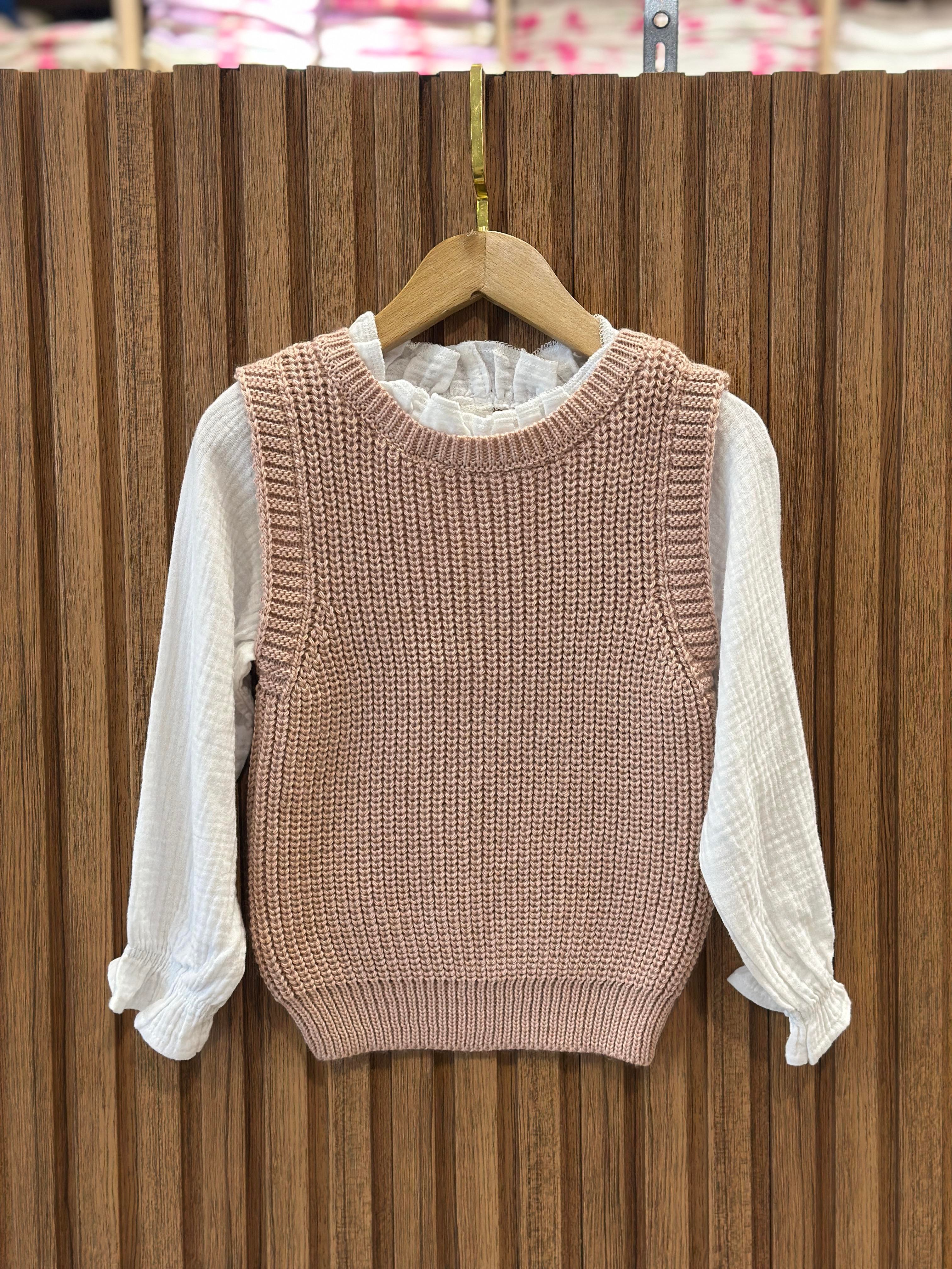 3-10 Yaş Pembe  Müslin Süveter