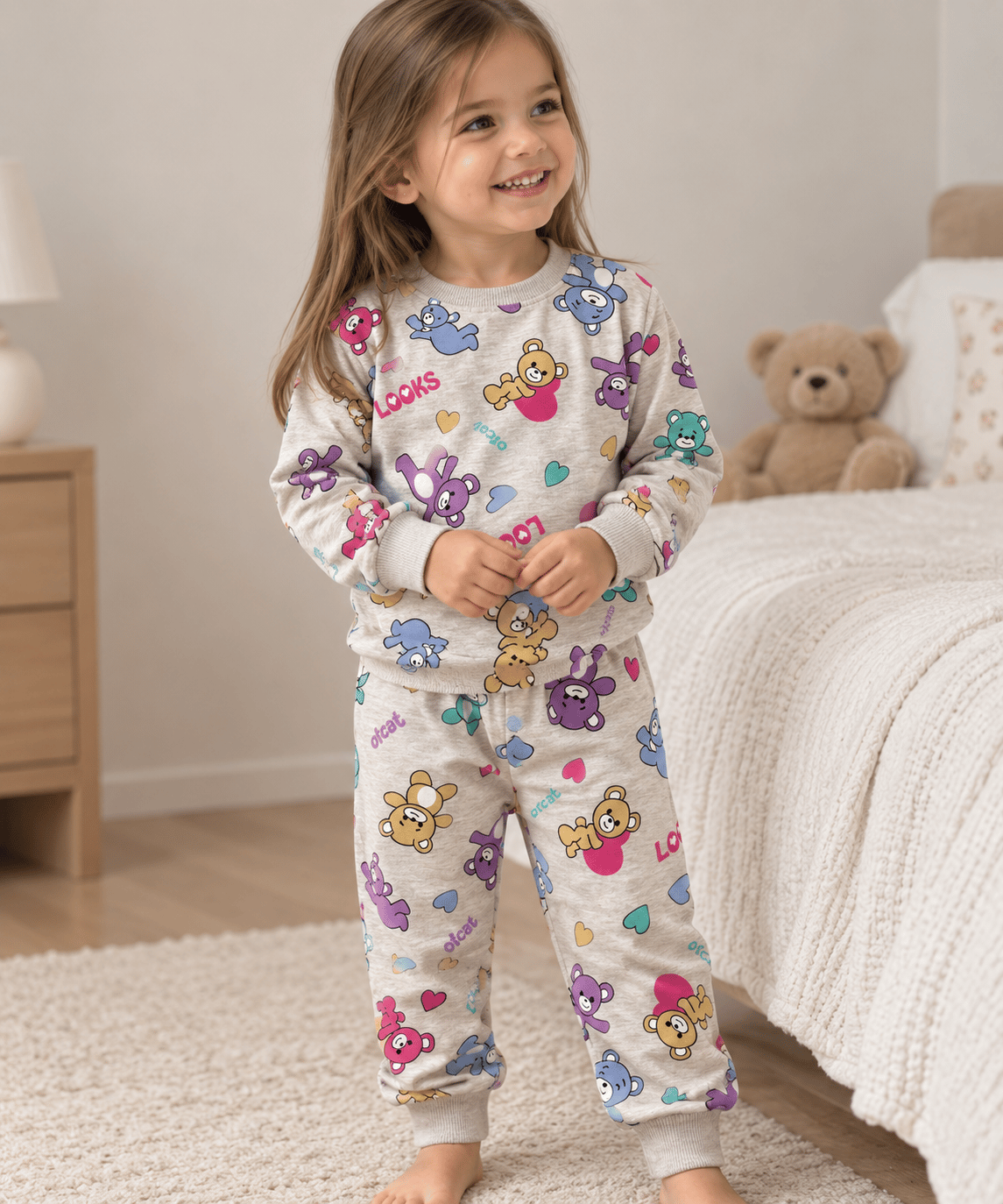 3-7 Yaş Ayıcık Alt Üst Pijama Takım (fp)