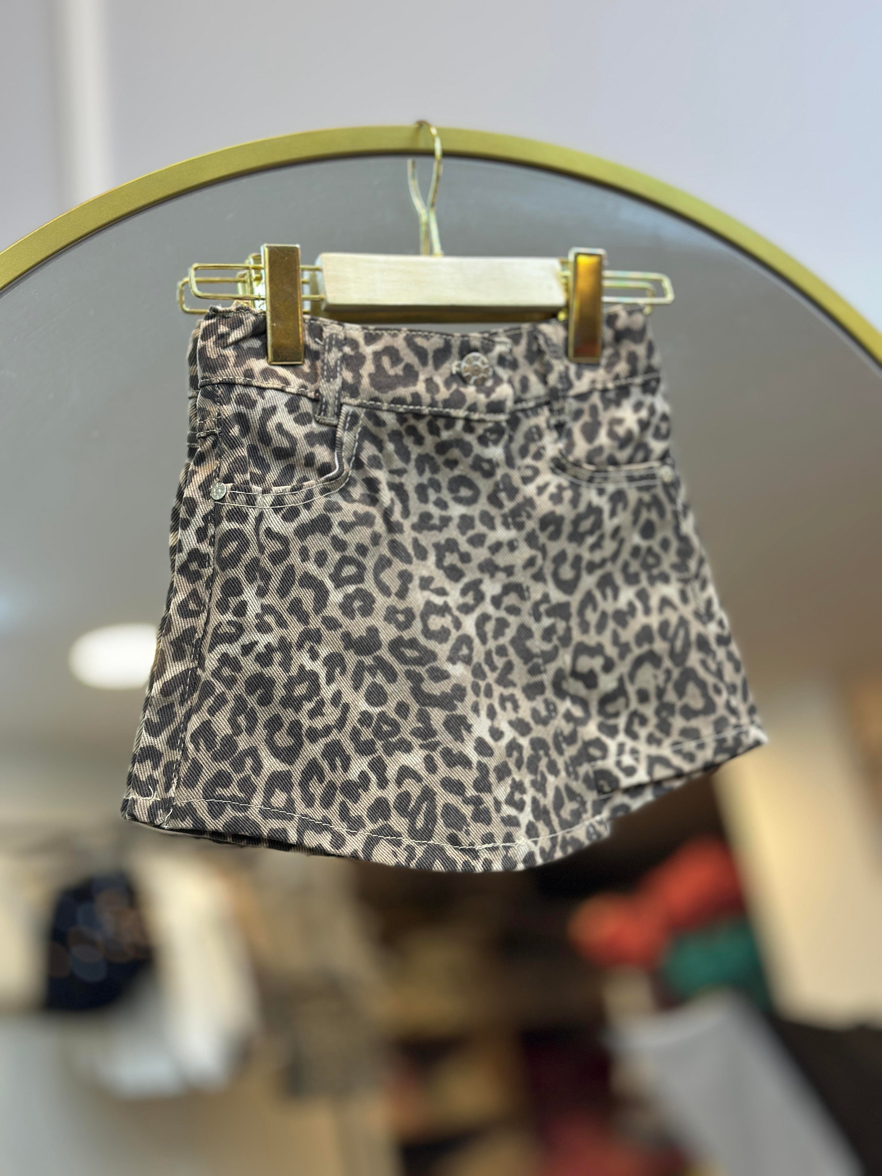 3-7 Yaş Leopar Şort Etek