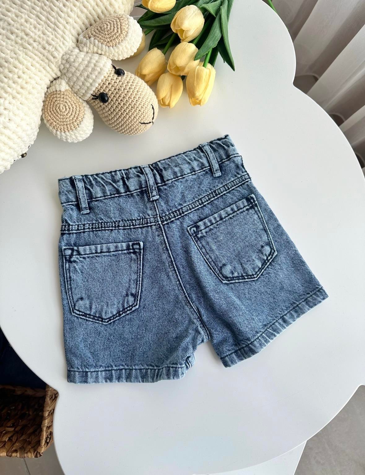 3-8 Yaş Papatya Denim Şort