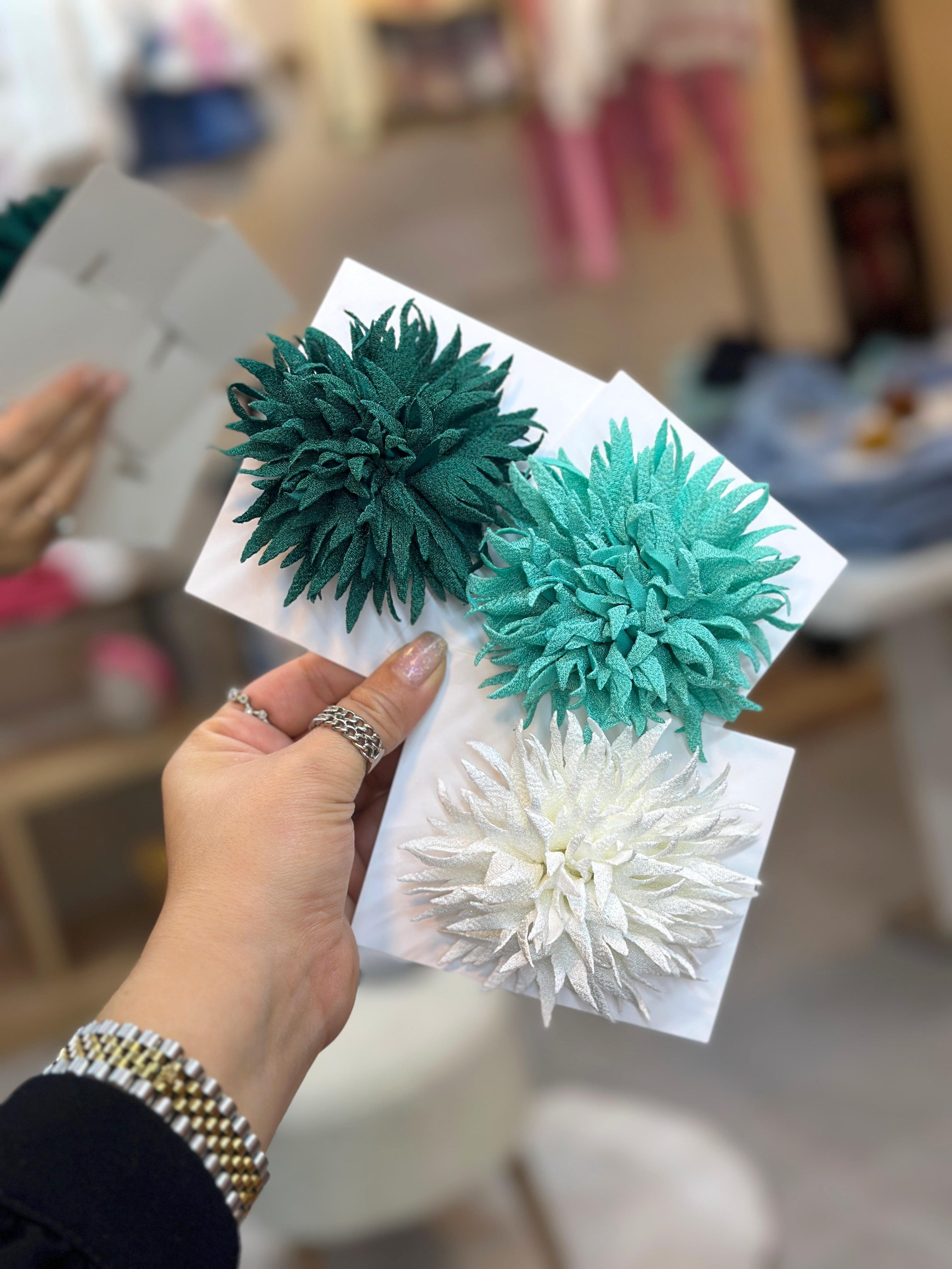 3'lü Green Saçak Klips Toka Set