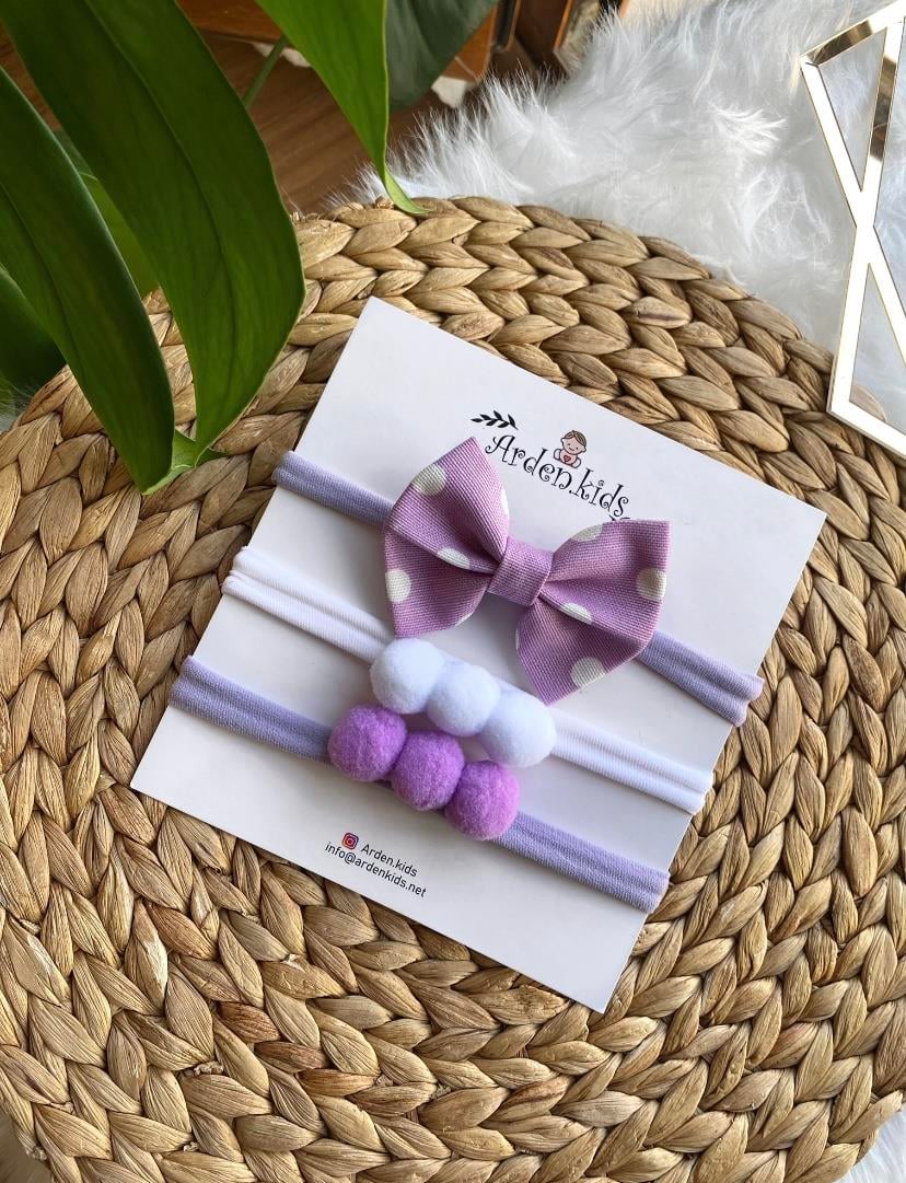 3'lü Lila Fiyonk Ponpon Set