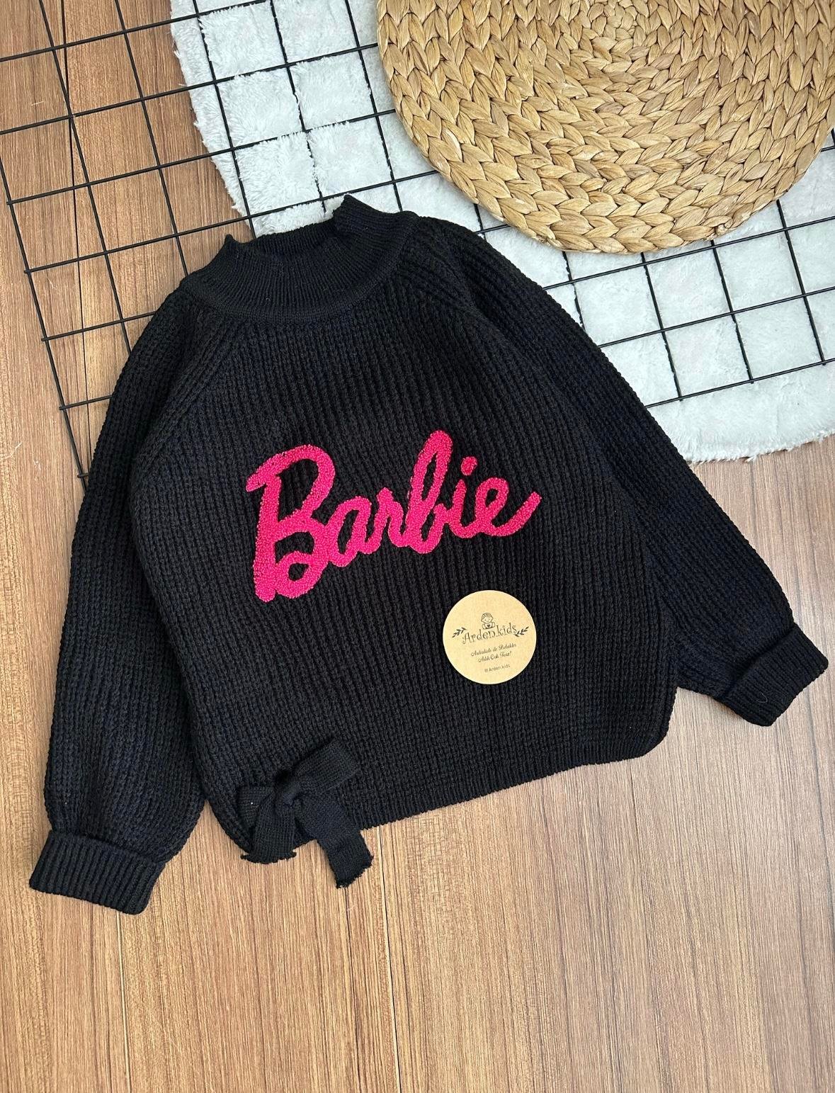 4-10 Yaş Siyah Barbie Triko Kazak